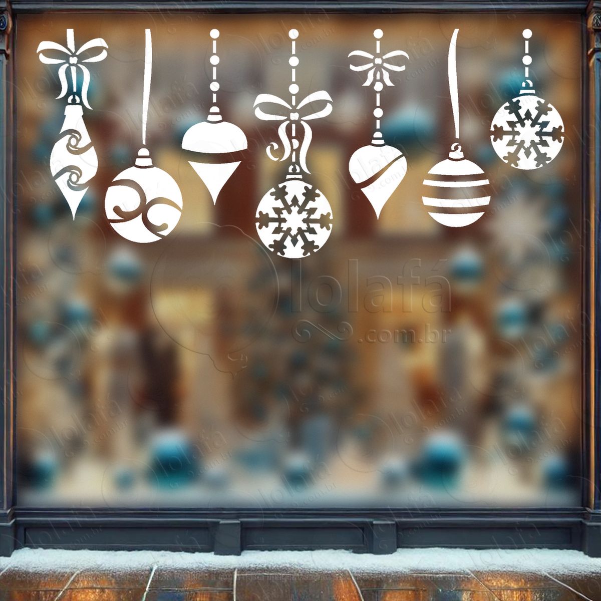 cortina de natal com bolas adesivos de natal mod:94
