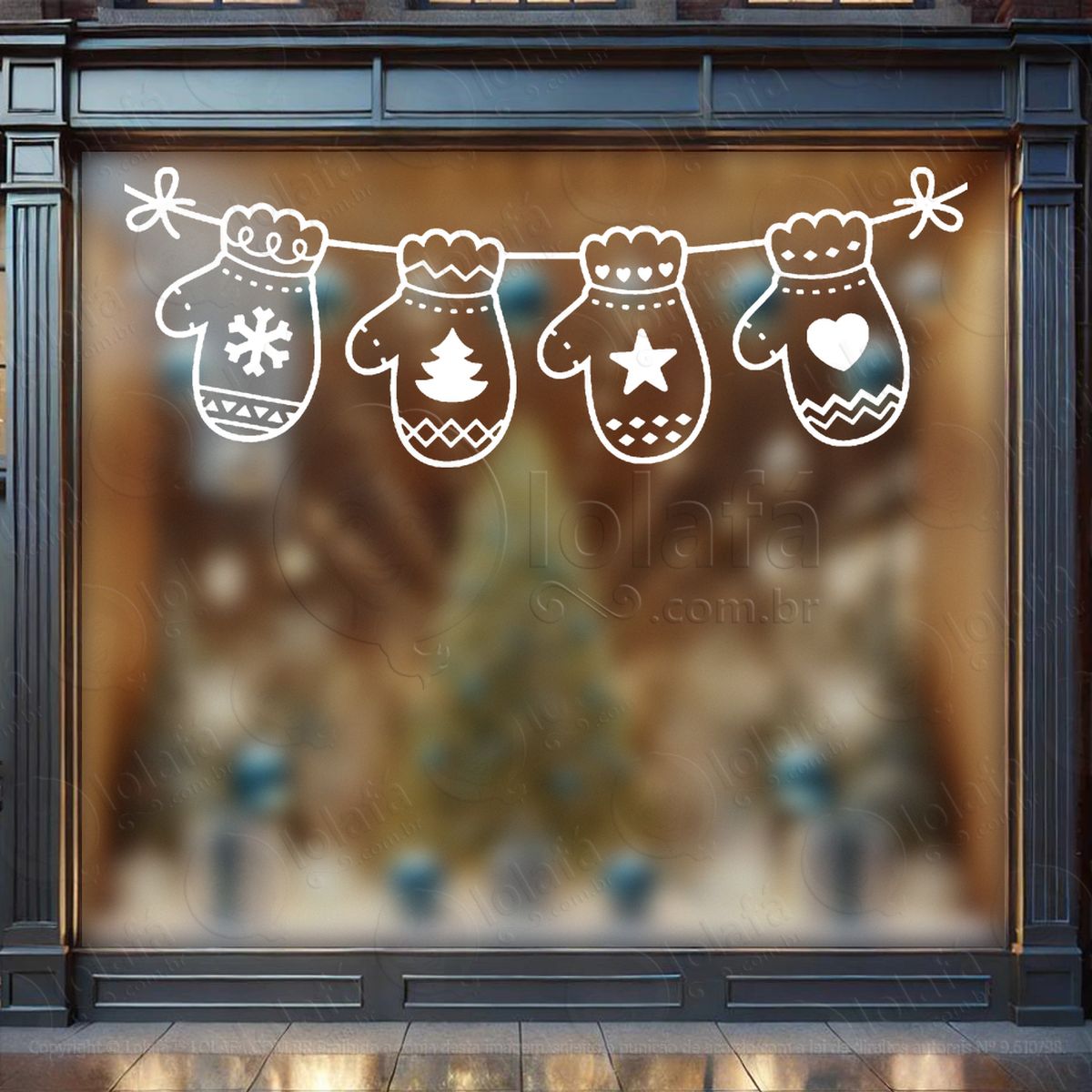 cortina de natal com luvas adesivos de natal mod:96