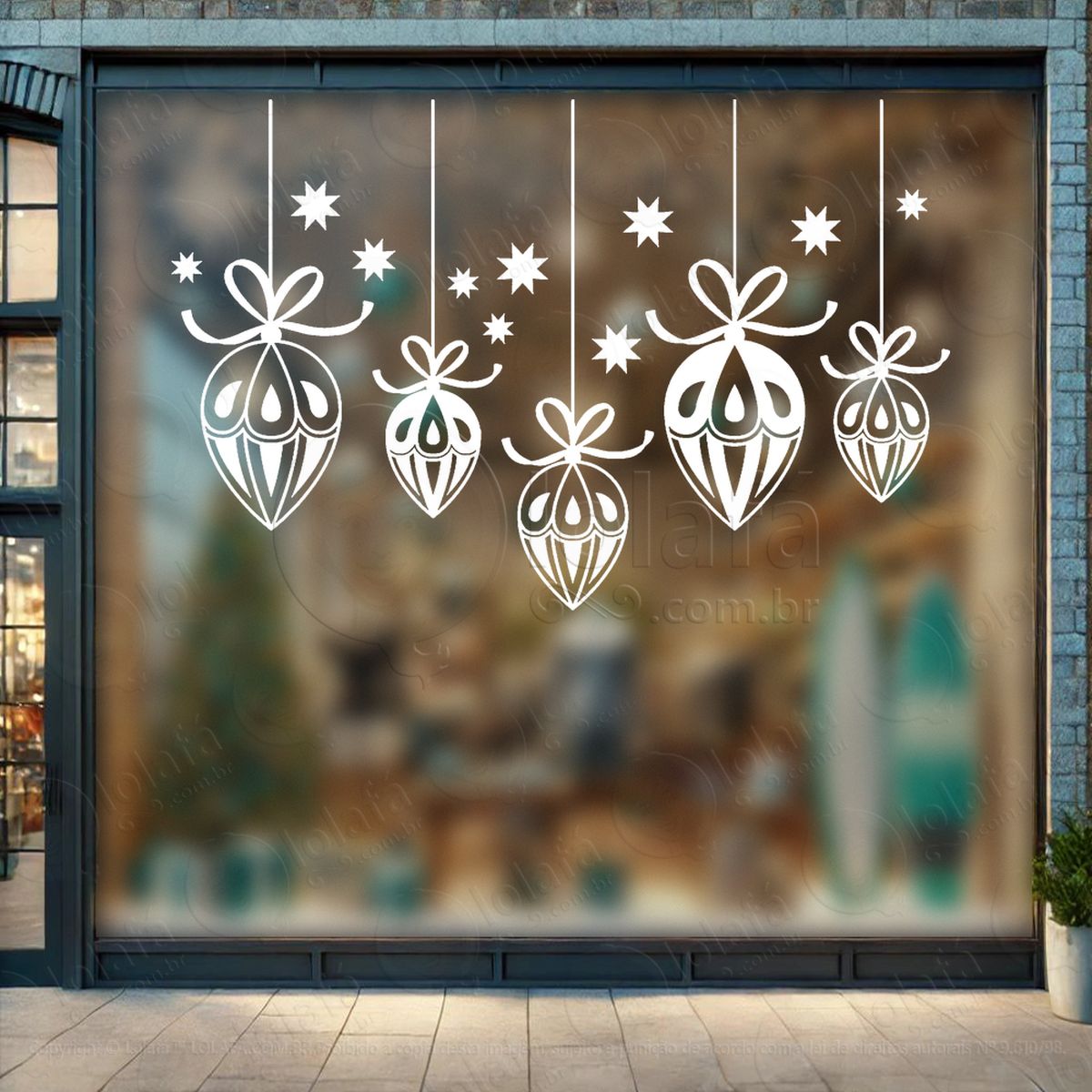 cortina de natal com bolas adesivos de natal mod:99
