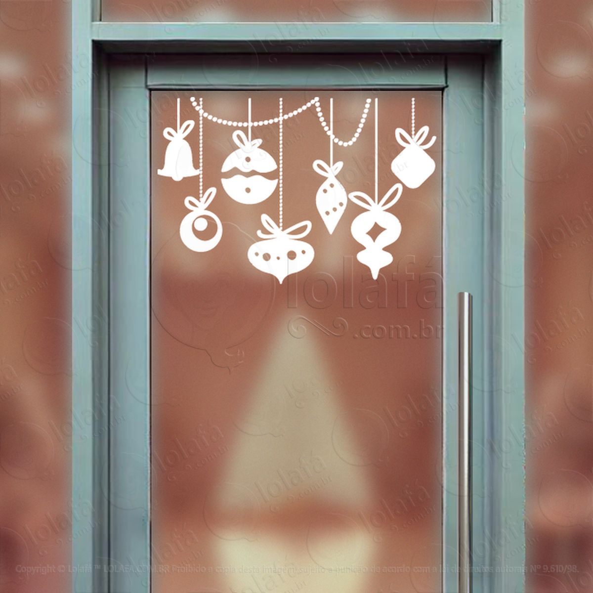 cortina de natal com bolas e sino adesivos de natal mod:103