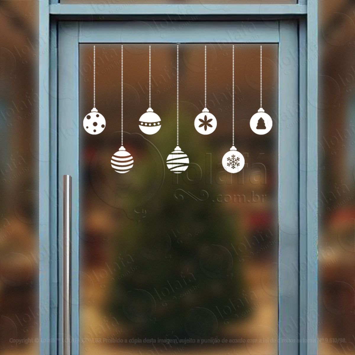 cortina de natal com bolas adesivos de natal mod:108