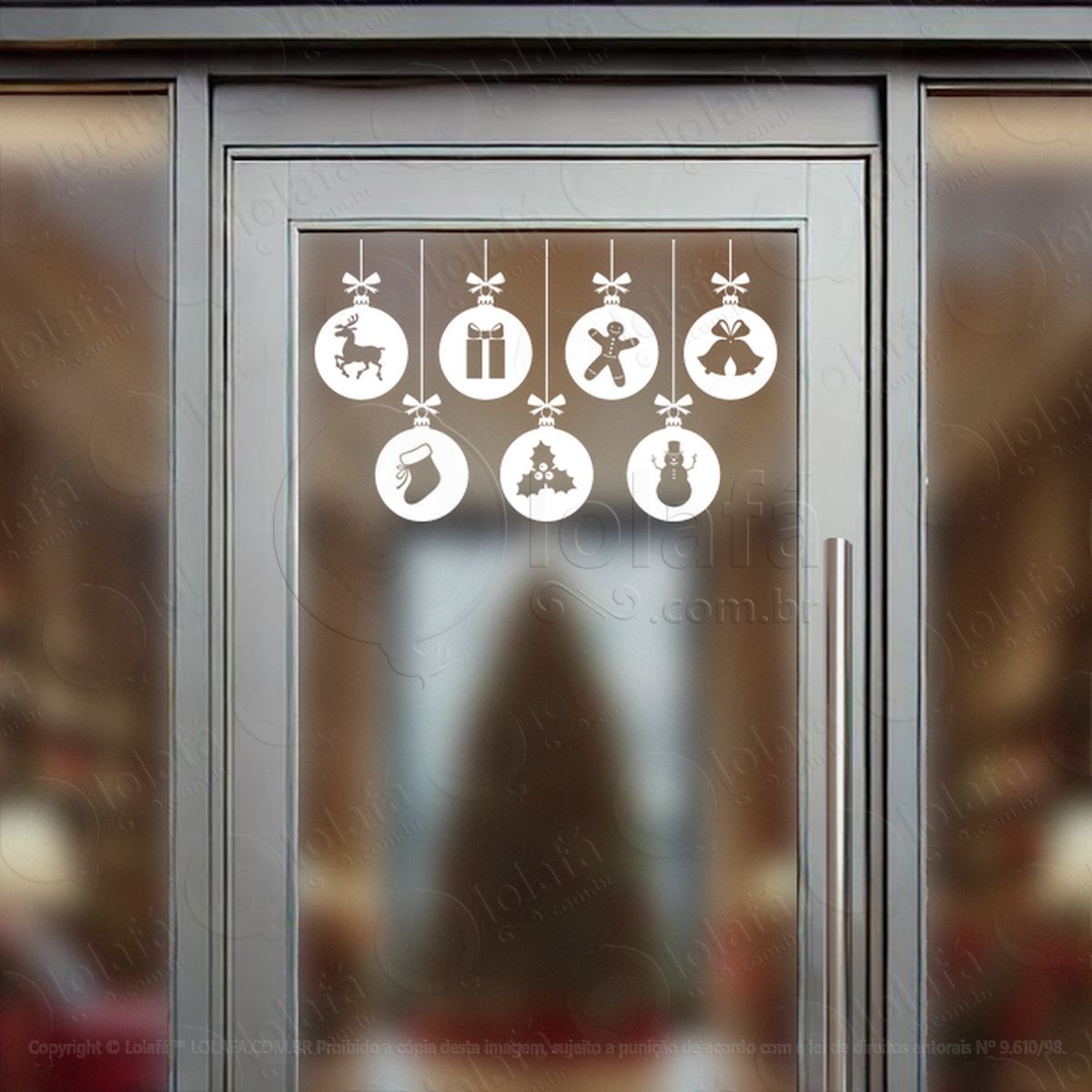 cortina de natal com bolas adesivos de natal mod:111