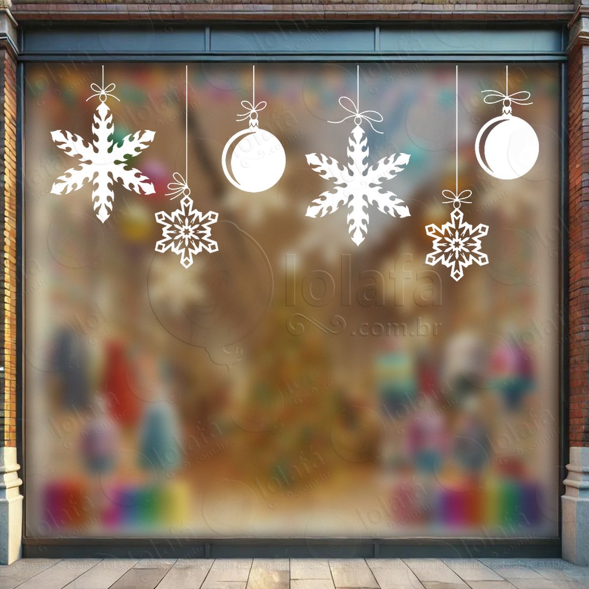 cortina de natal com enfeites adesivos de natal mod:112