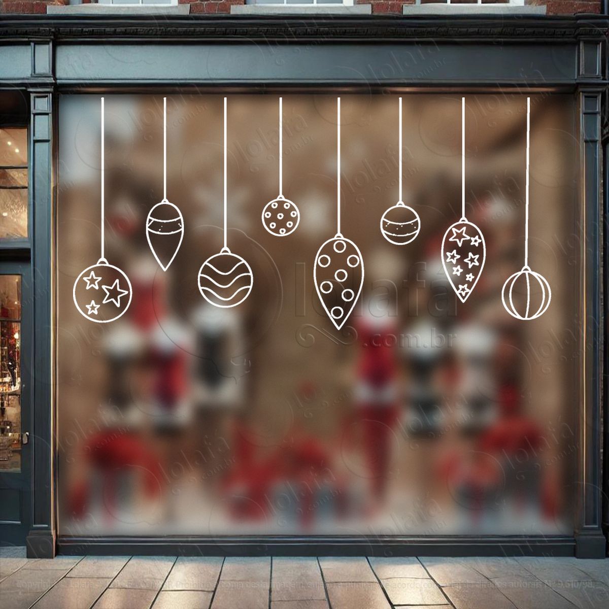 cortina de natal com bolas adesivos de natal mod:113