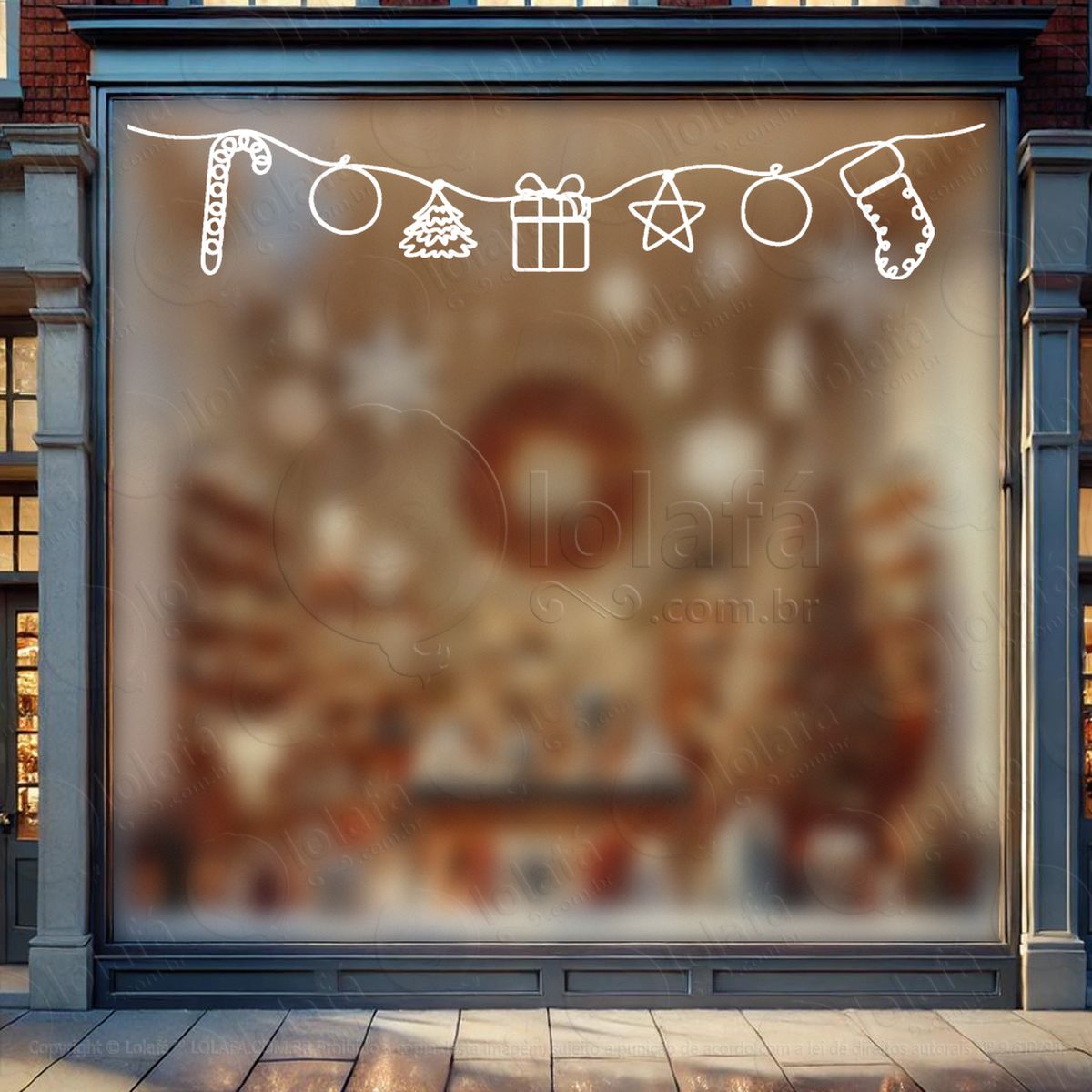 cortina de natal com enfeites adesivos de natal mod:119