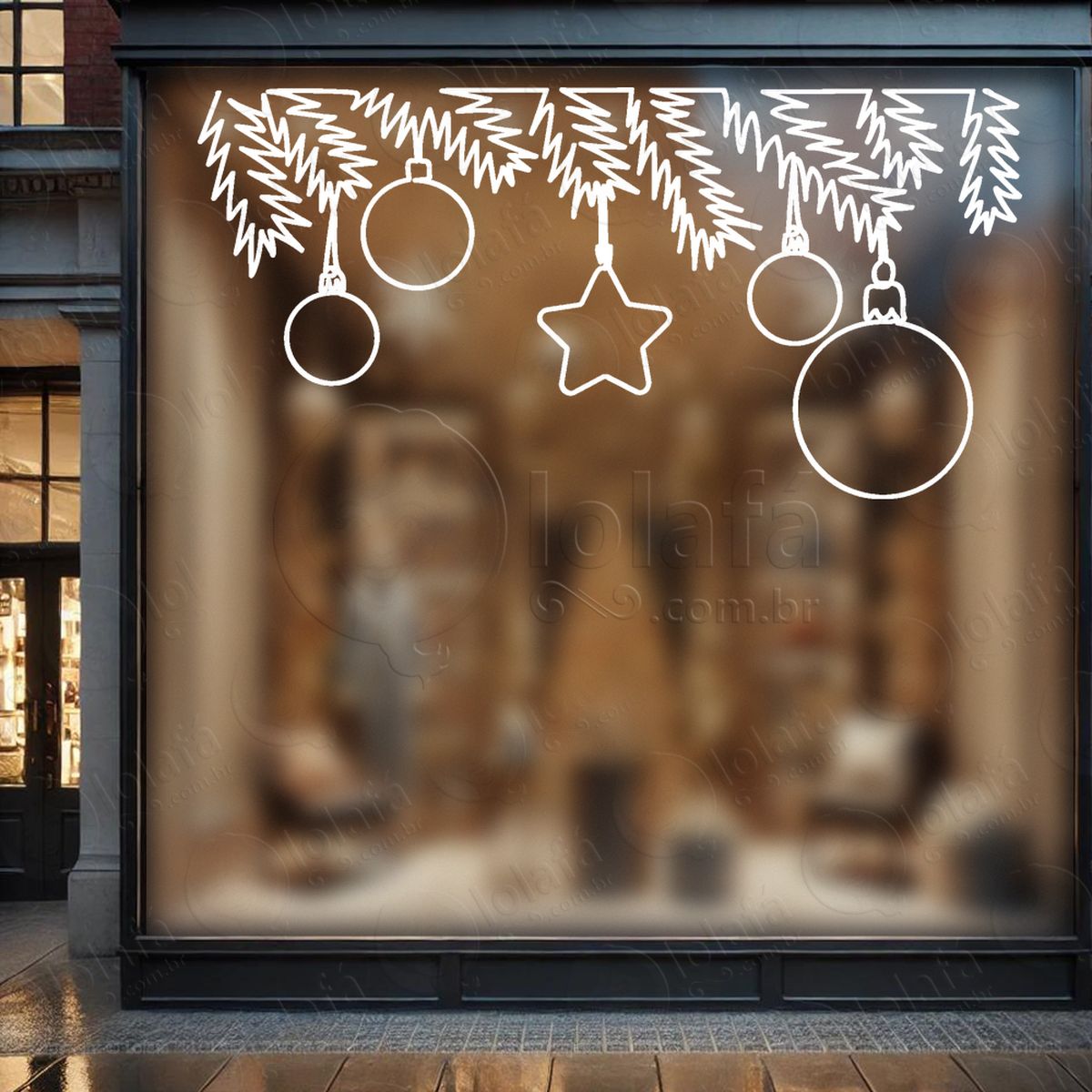 cortina de natal de bolas e estrela adesivos de natal mod:120