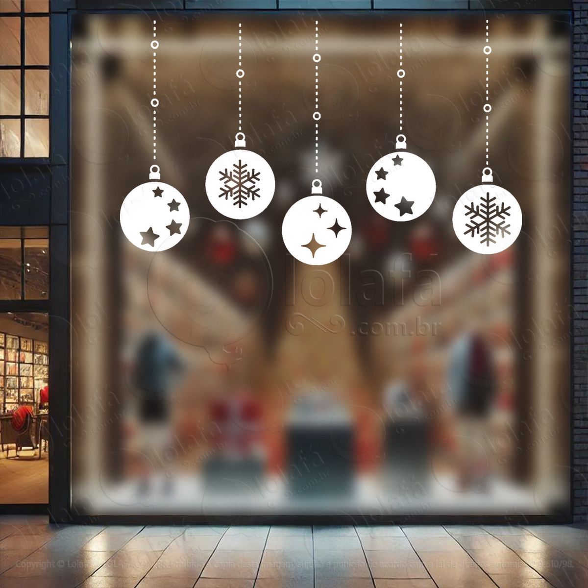 cortina de natal com bolas adesivos de natal mod:122