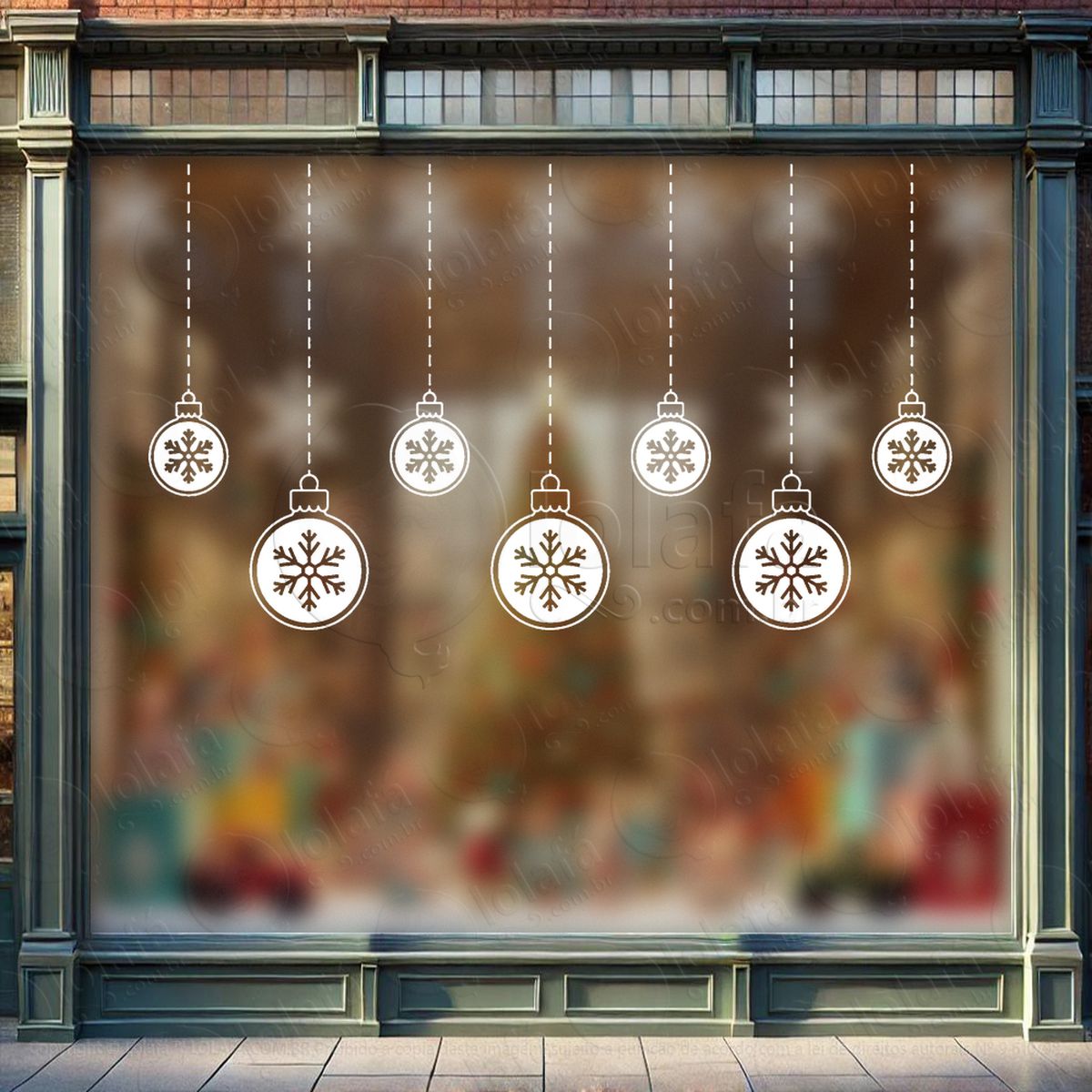 cortina de natal com bolas adesivos de natal mod:123