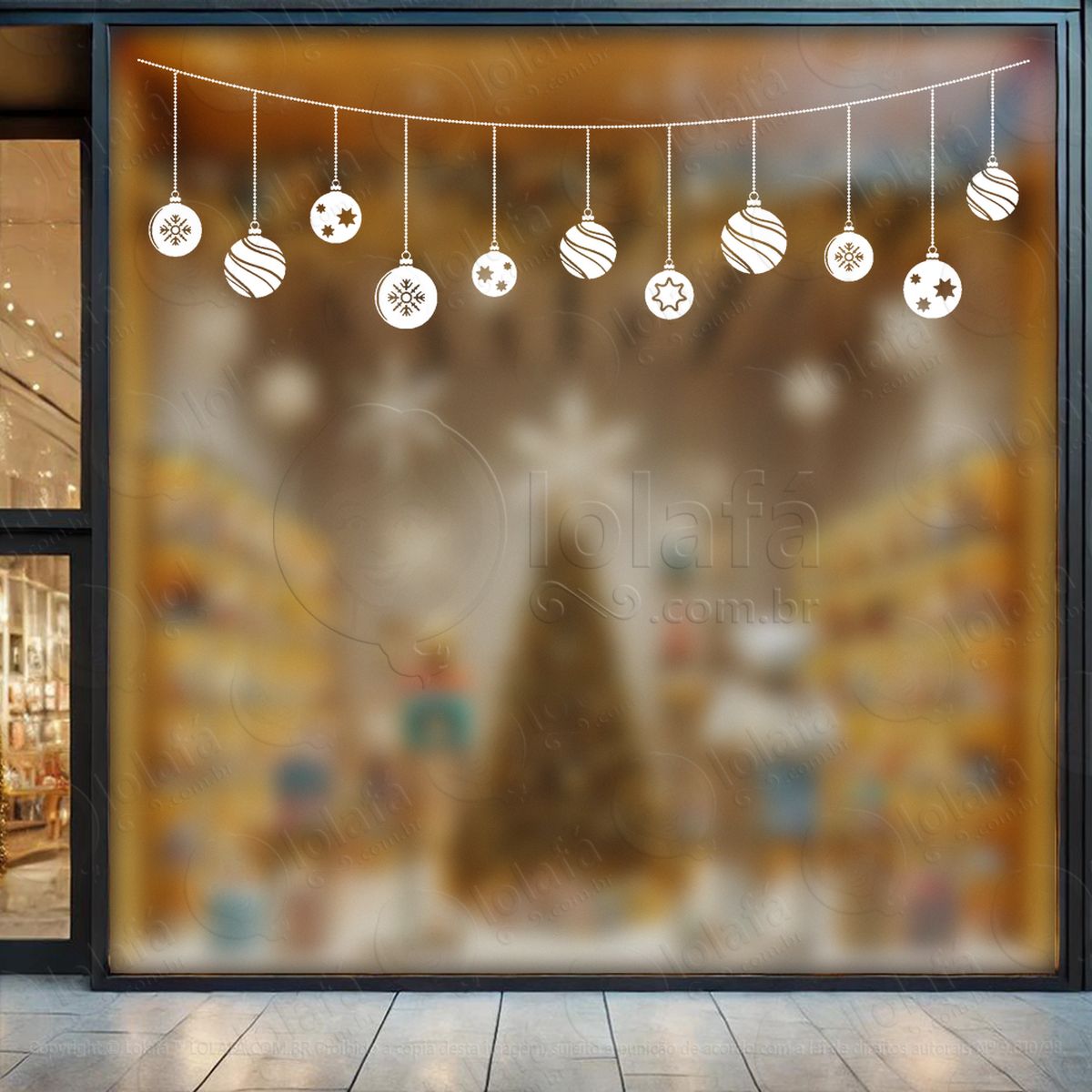 Cortina de Natal com Bolas Adesivos De Natal Mod:126