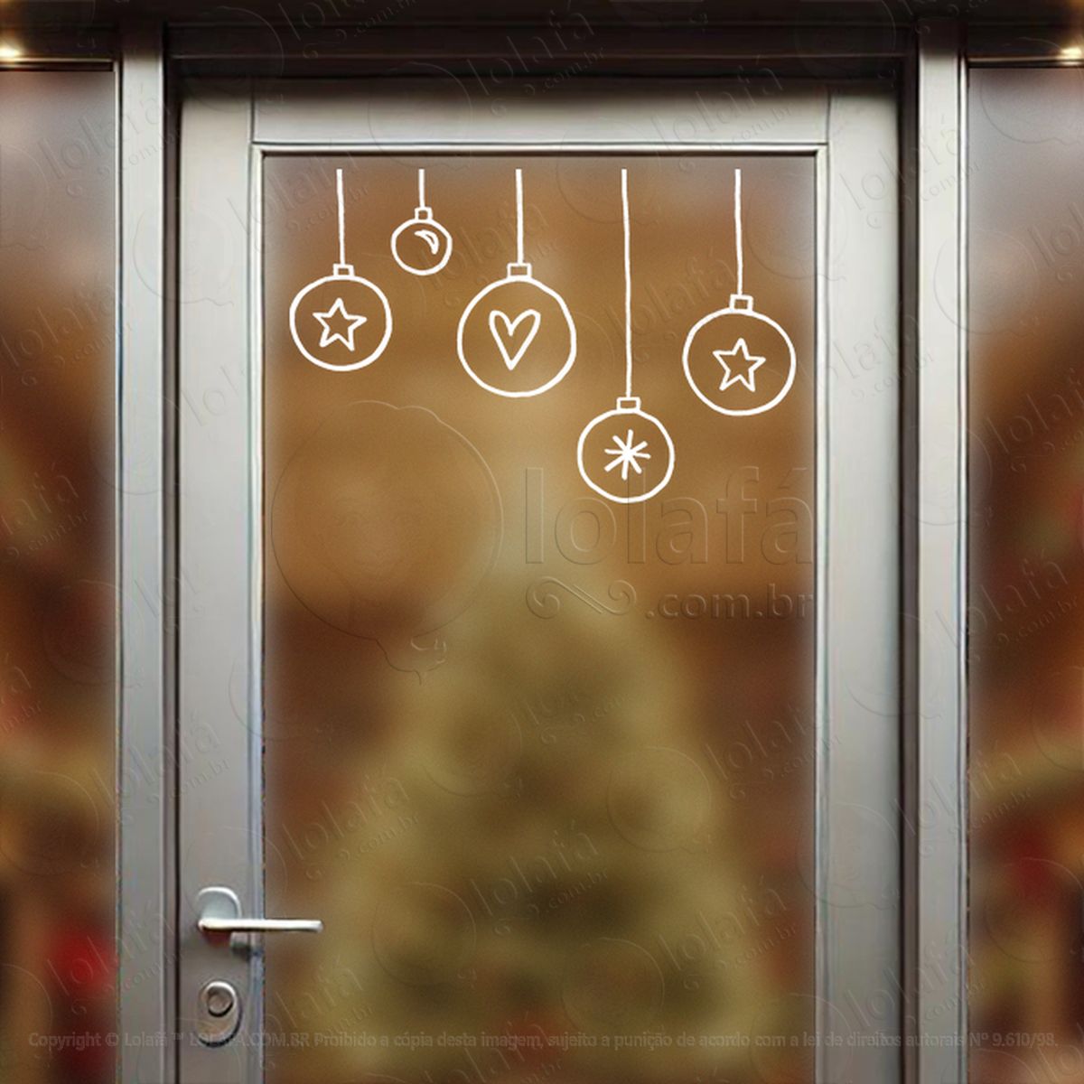 cortina de natal com bolas adesivos de natal mod:131