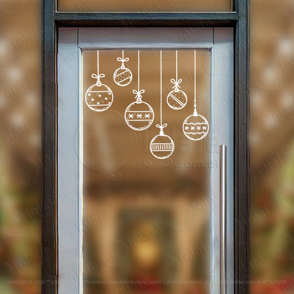 cortina de natal com bolas adesivos de natal mod:136
