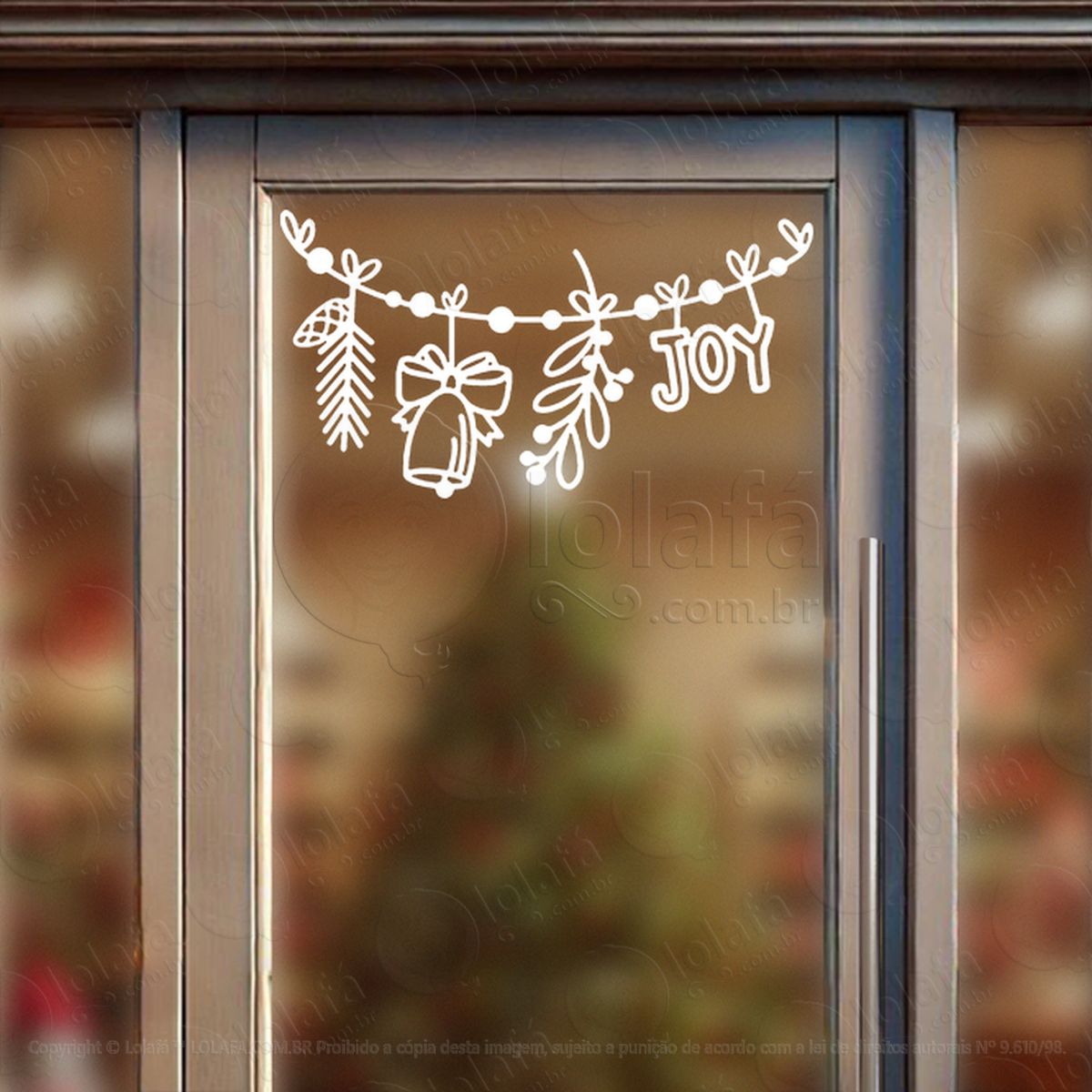cortina de natal com enfeites adesivos de natal mod:137