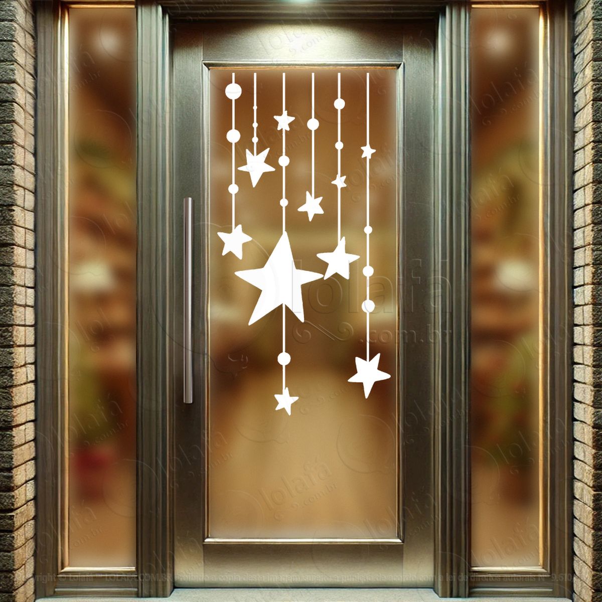cortina de natal com estrelas adesivos de natal mod:142