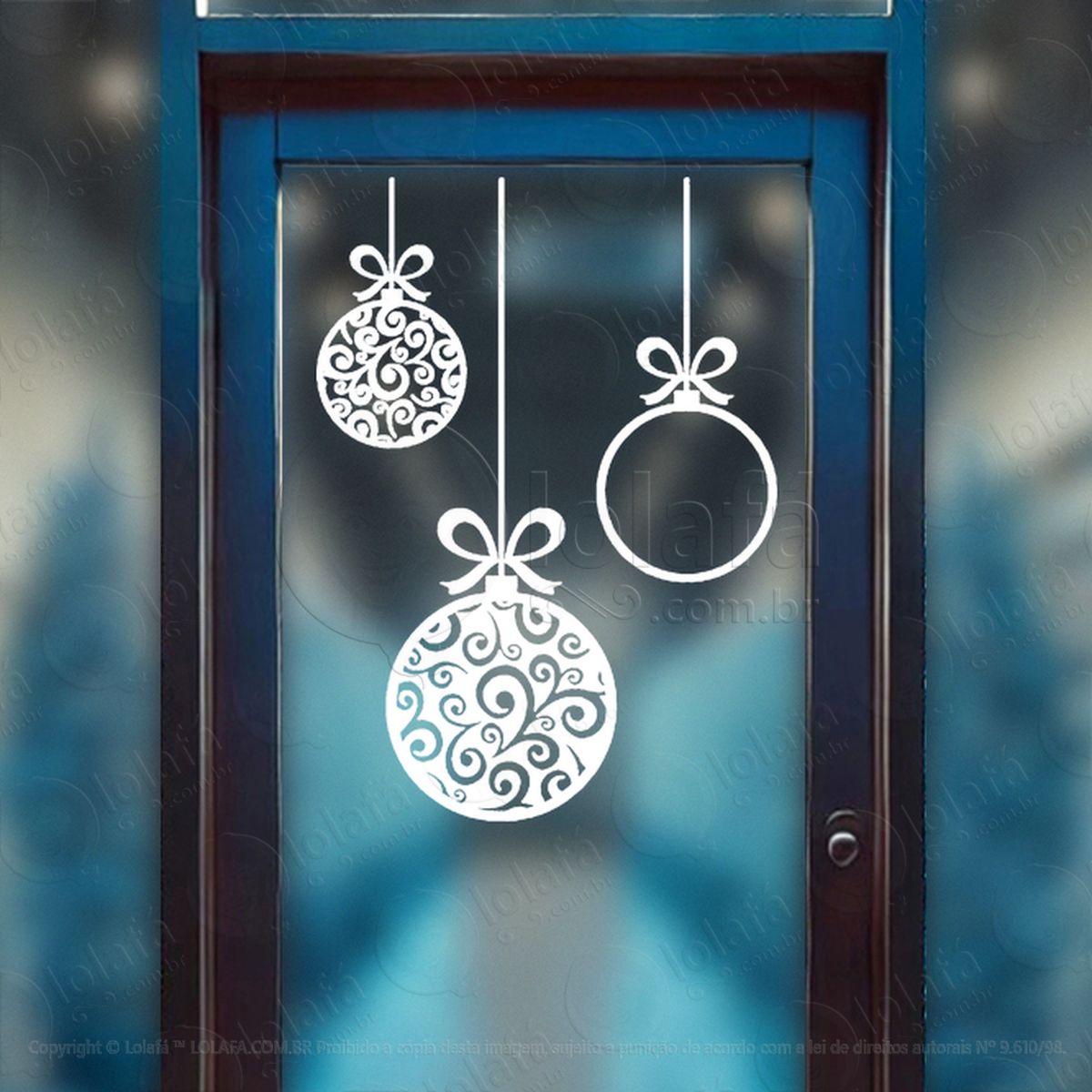 cortina de natal com bolas adesivos de natal mod:149