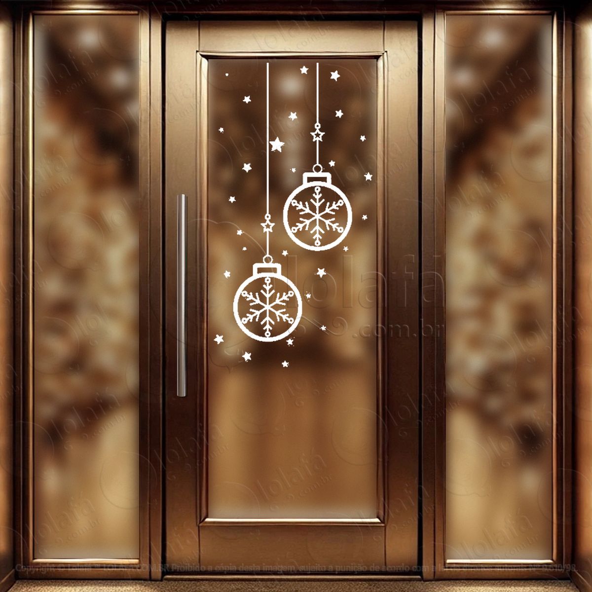 cortina de natal com bolas adesivos de natal mod:150