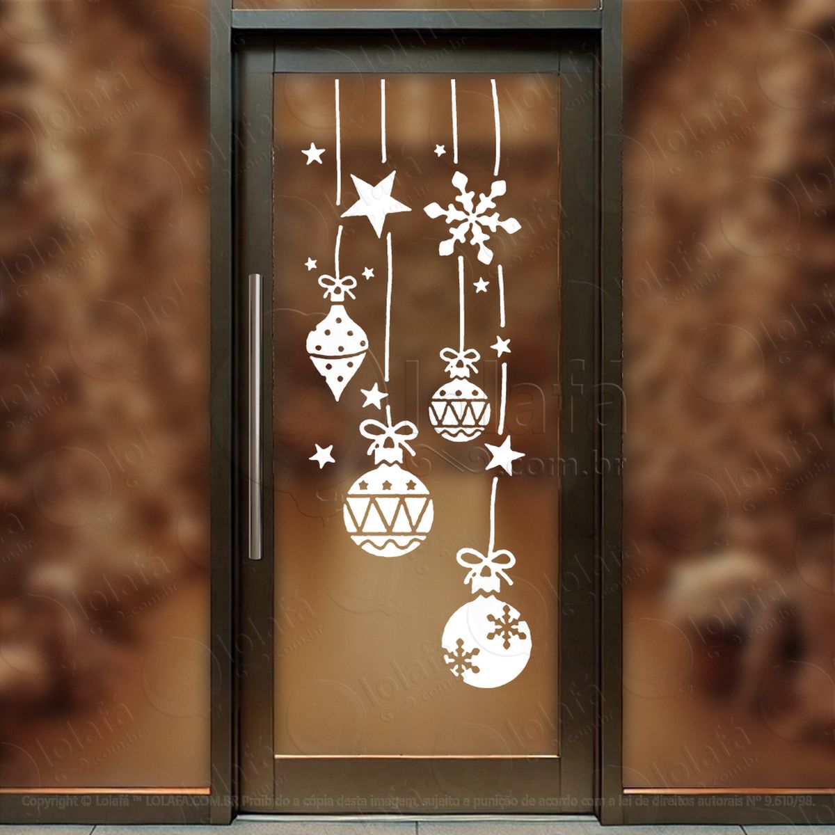 cortina de natal com enfeites adesivos de natal mod:152