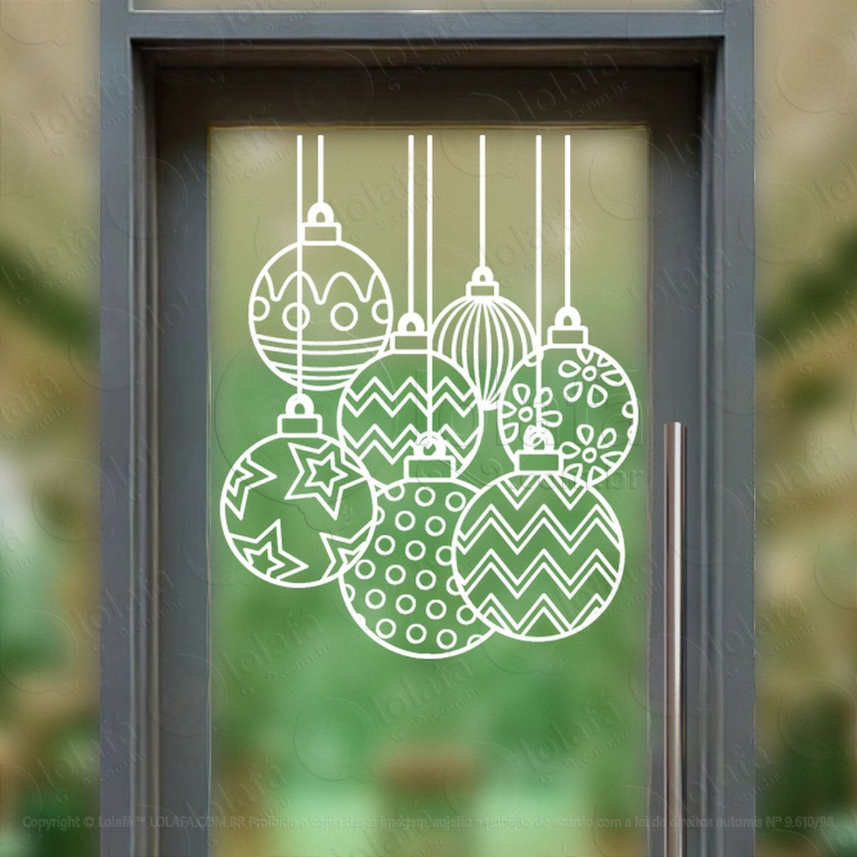cortina de natal com bolas adesivos de natal mod:154