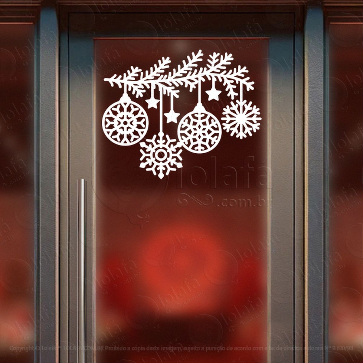 cortina de natal com enfeites adesivos de natal mod:155