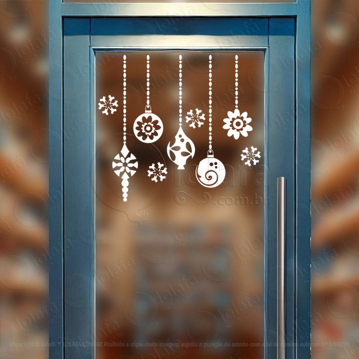 cortina de natal com enfeites adesivos de natal mod:157