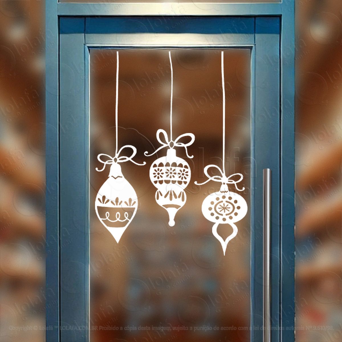 cortina de natal com bolas adesivos de natal mod:158