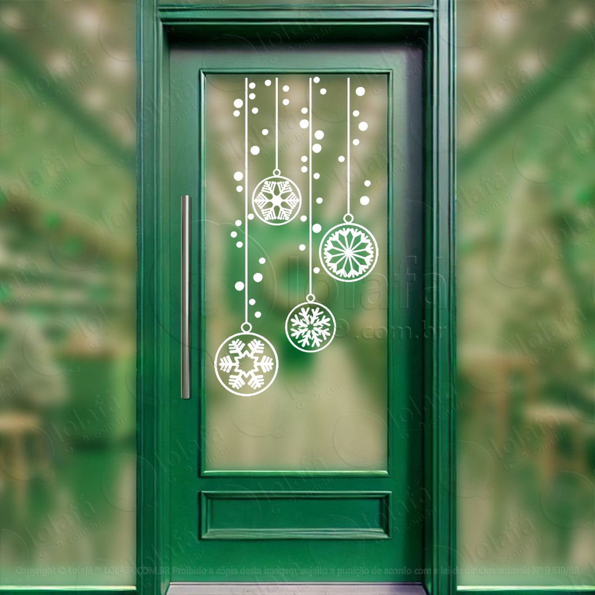 cortina de natal com bolas adesivos de natal mod:159
