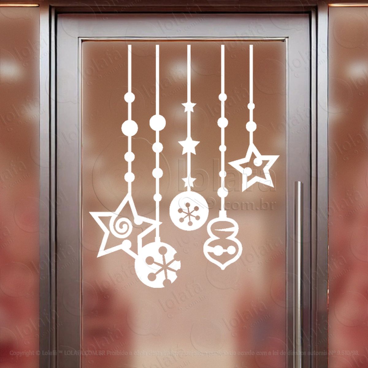 cortina de natal com enfeites adesivos de natal mod:161