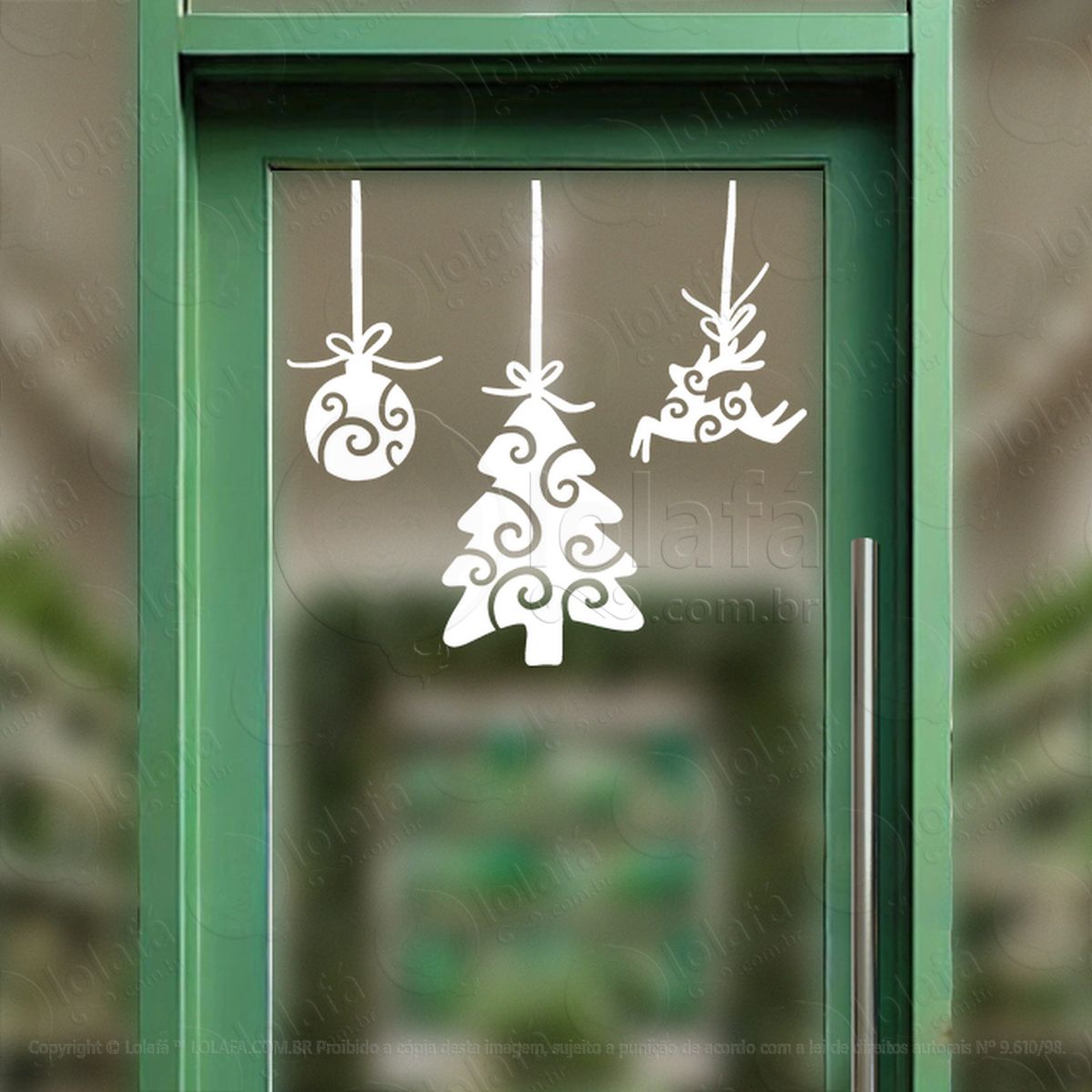 cortina de natal com enfeites adesivos de natal mod:162