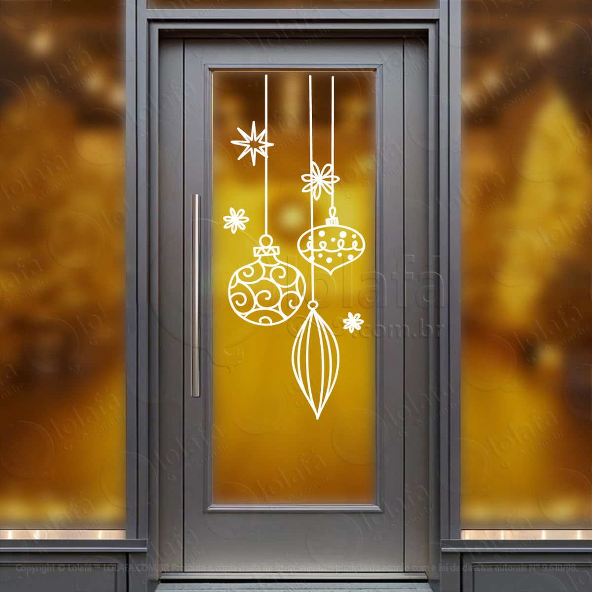 cortina de natal com bolas adesivos de natal mod:163