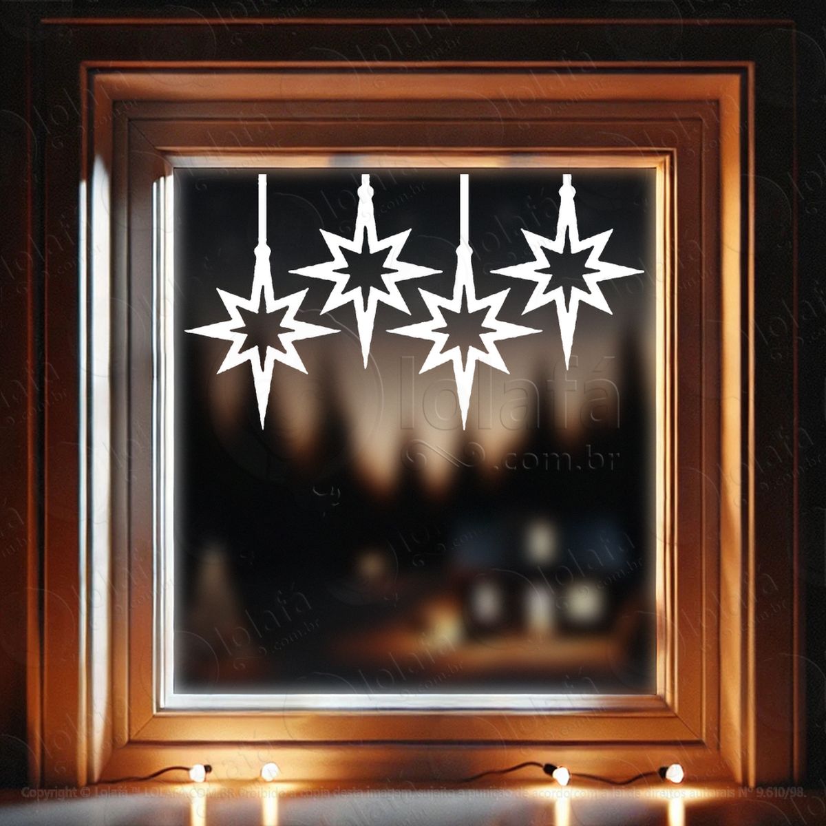 cortina de natal com estrelas adesivos de natal mod:164