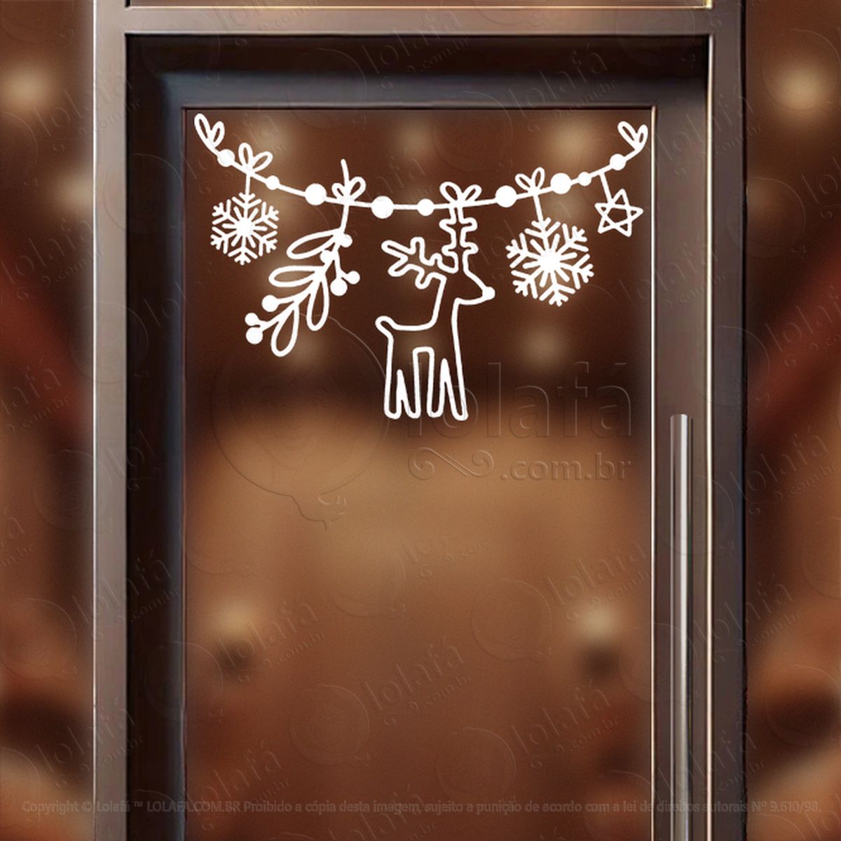cortina de natal com enfeites adesivos de natal mod:165