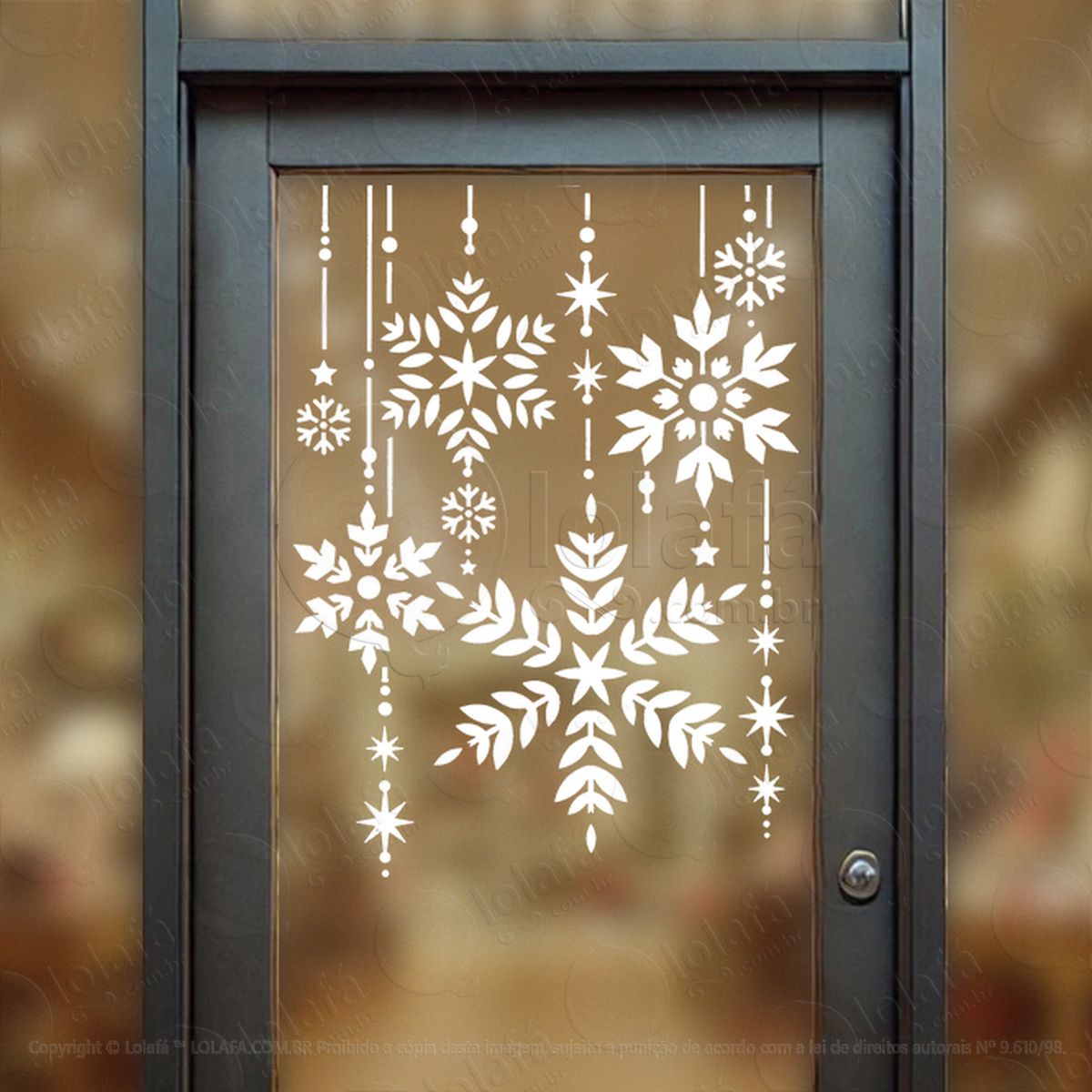 cortina de natal com flocos de neve adesivos de natal mod:166