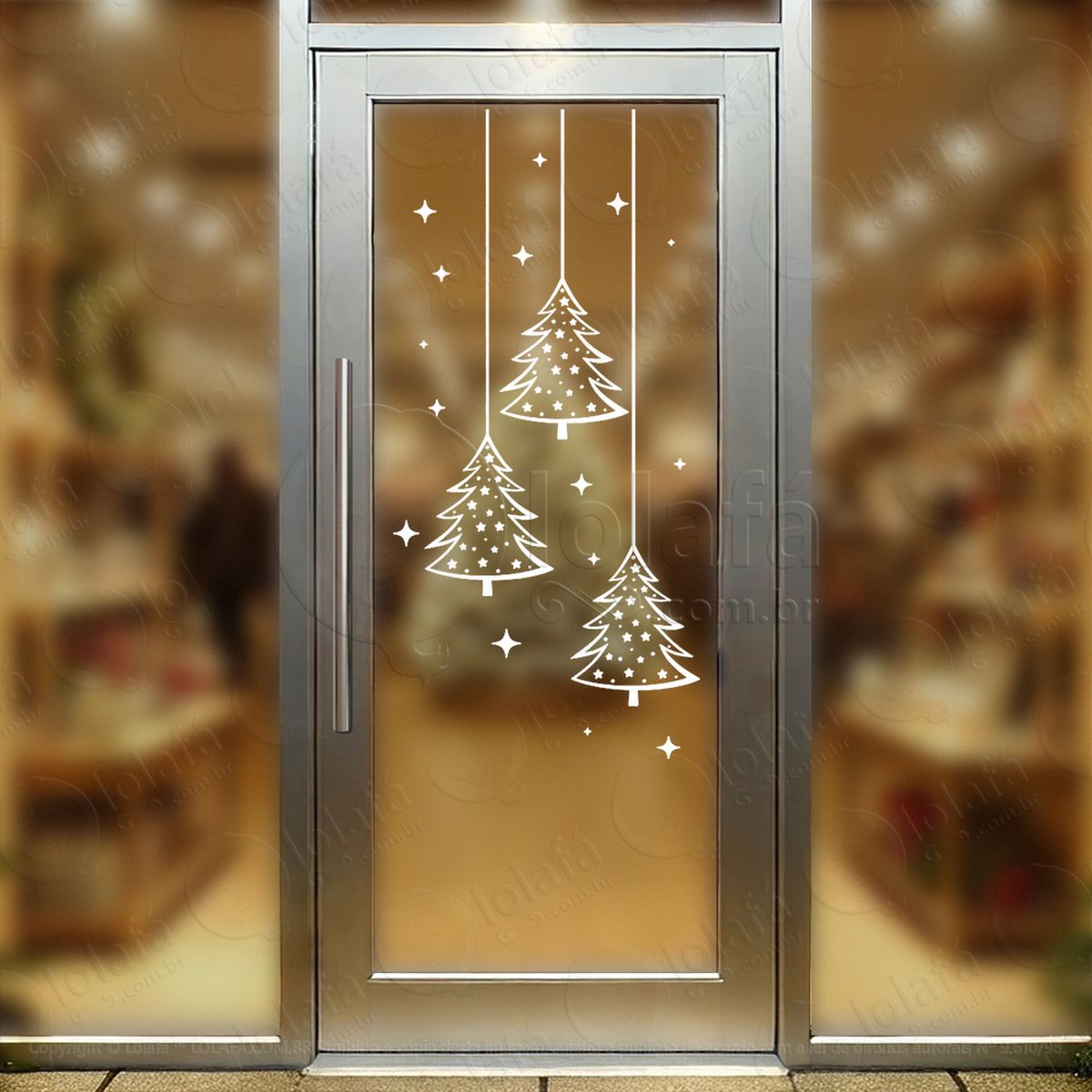 cortina de natal Árvores pinheiros adesivos de natal mod:167
