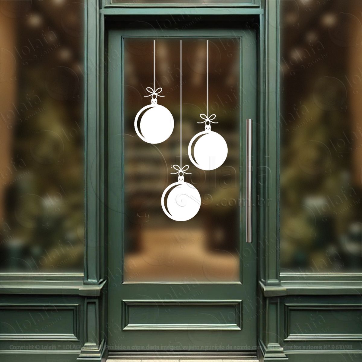 cortina de natal com bolas adesivos de natal mod:169