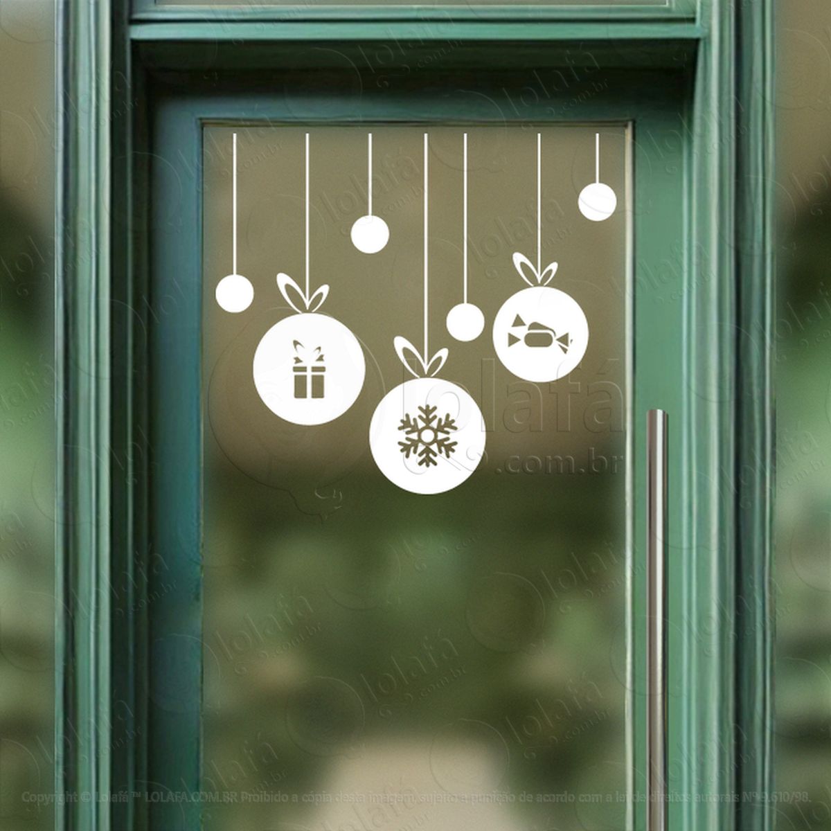 cortina de natal com bolas adesivos de natal mod:171