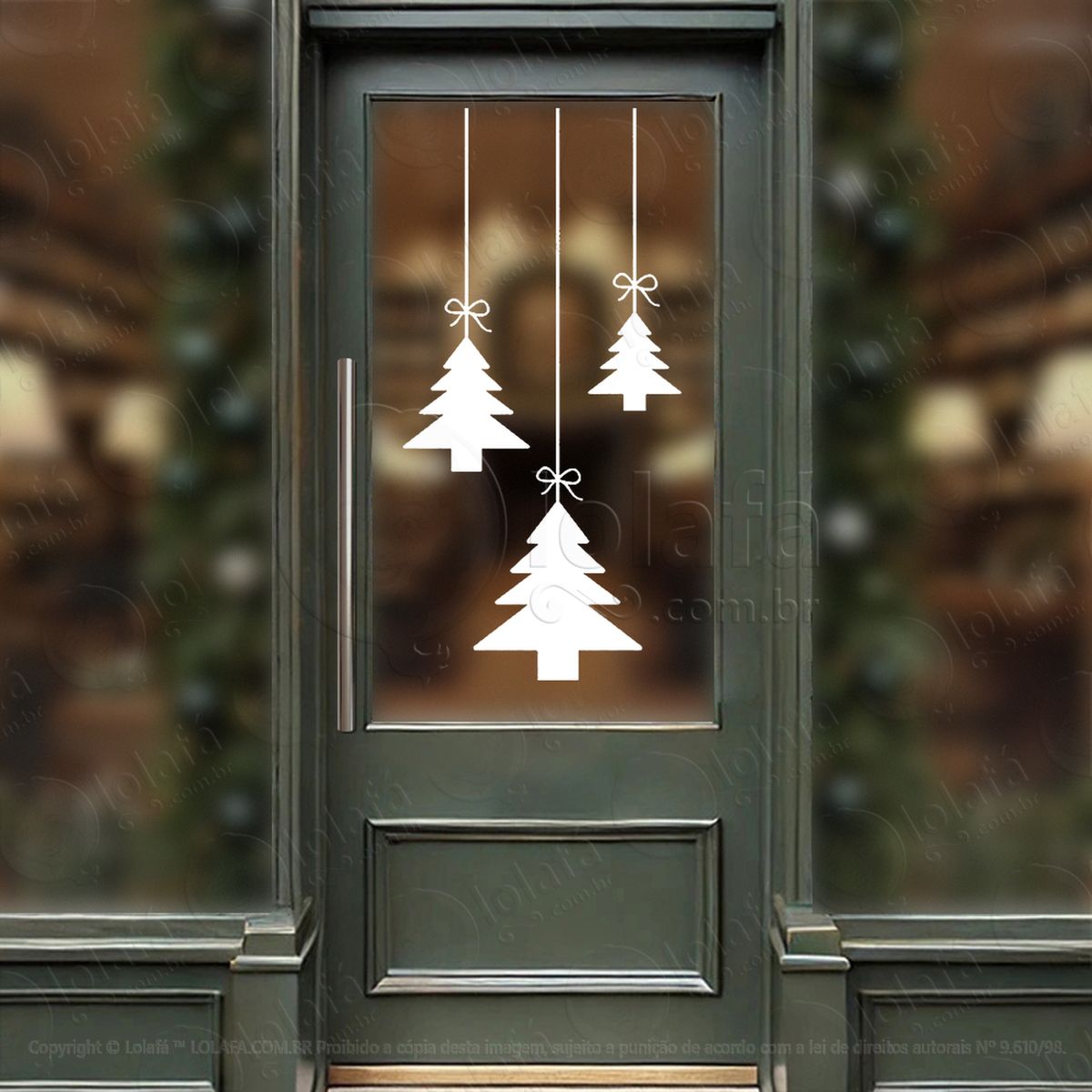 cortina de natal Árvores pinheiros adesivos de natal mod:172