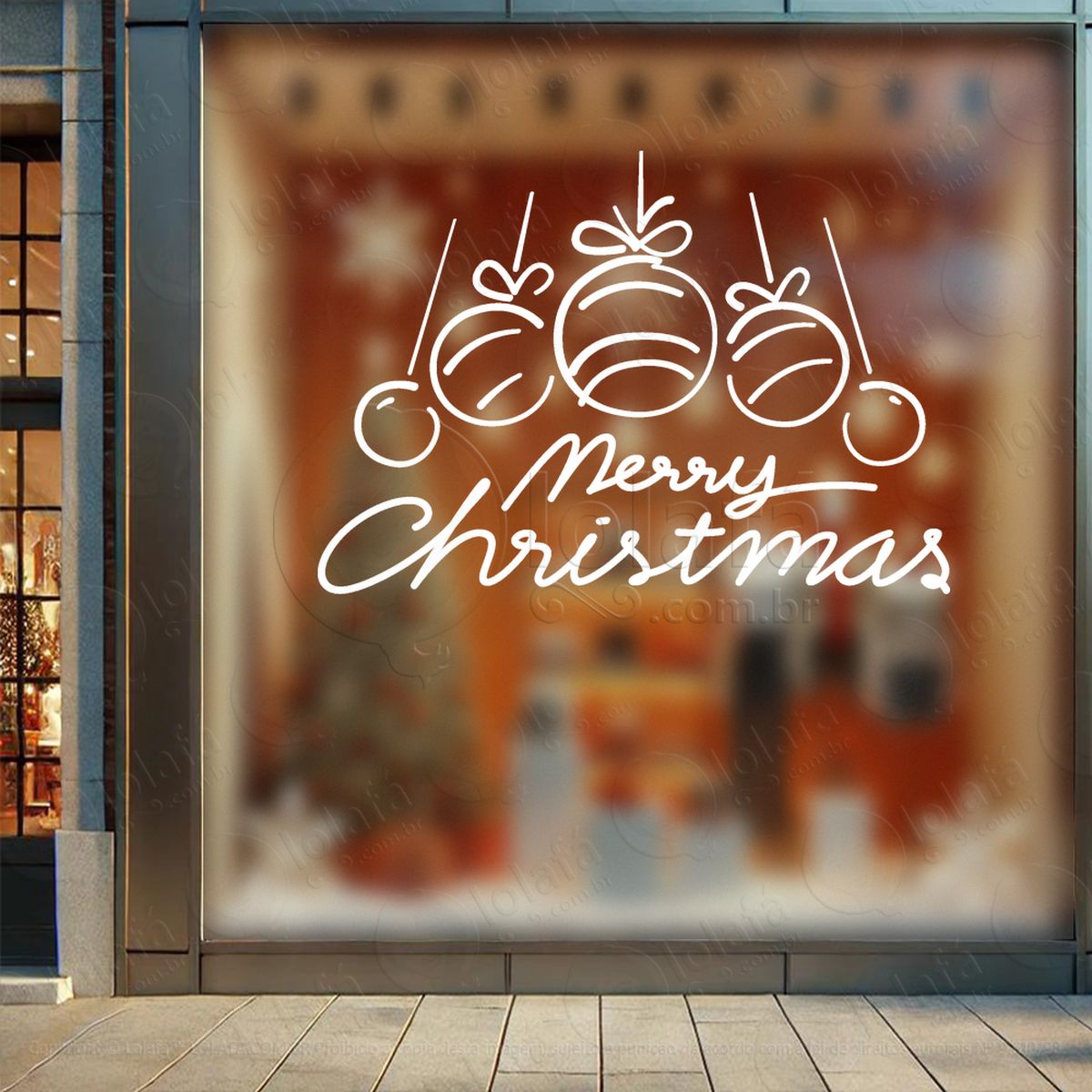 cortina de natal e merry christmas adesivos de natal mod:181