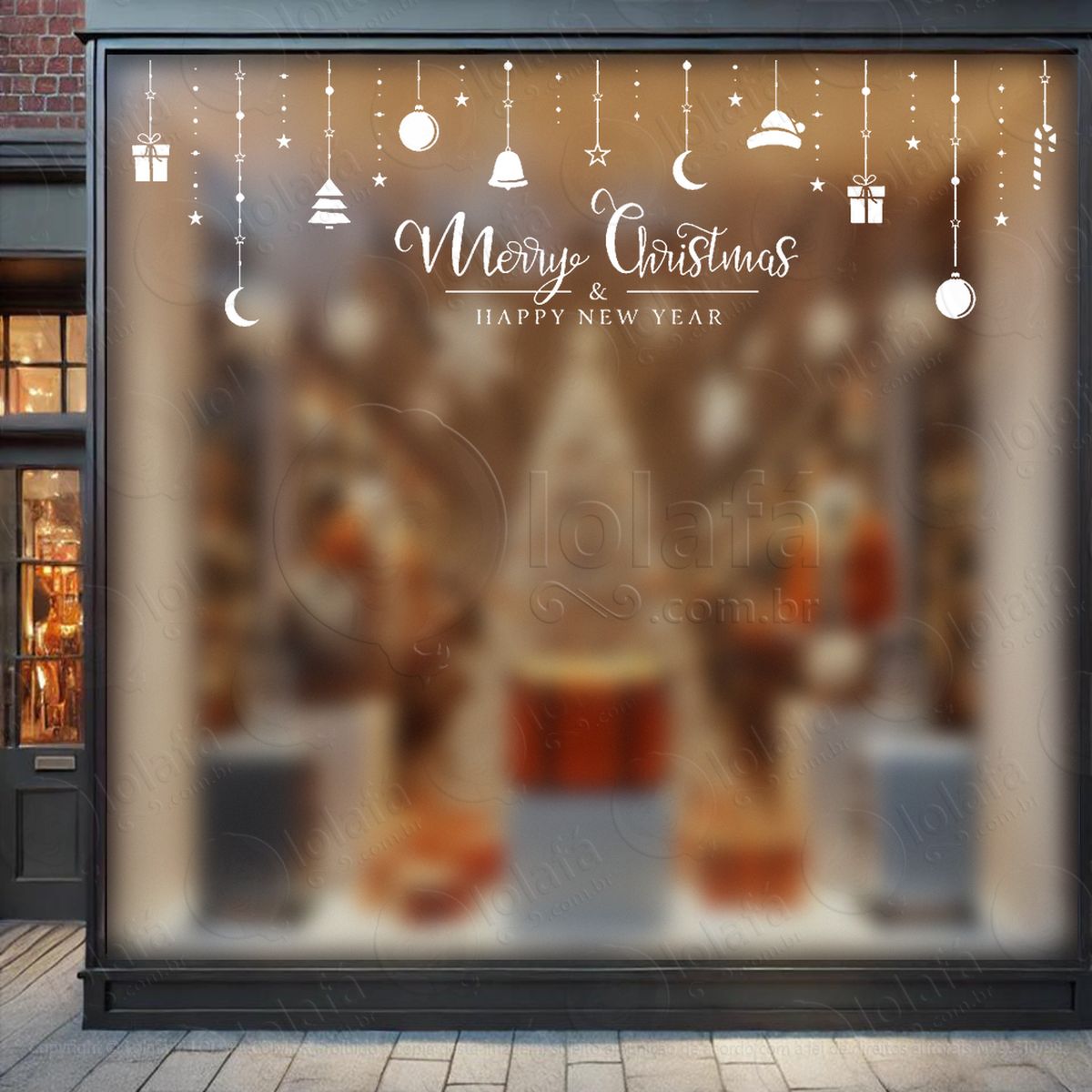 cortina de natal e merry christmas adesivos de natal mod:182