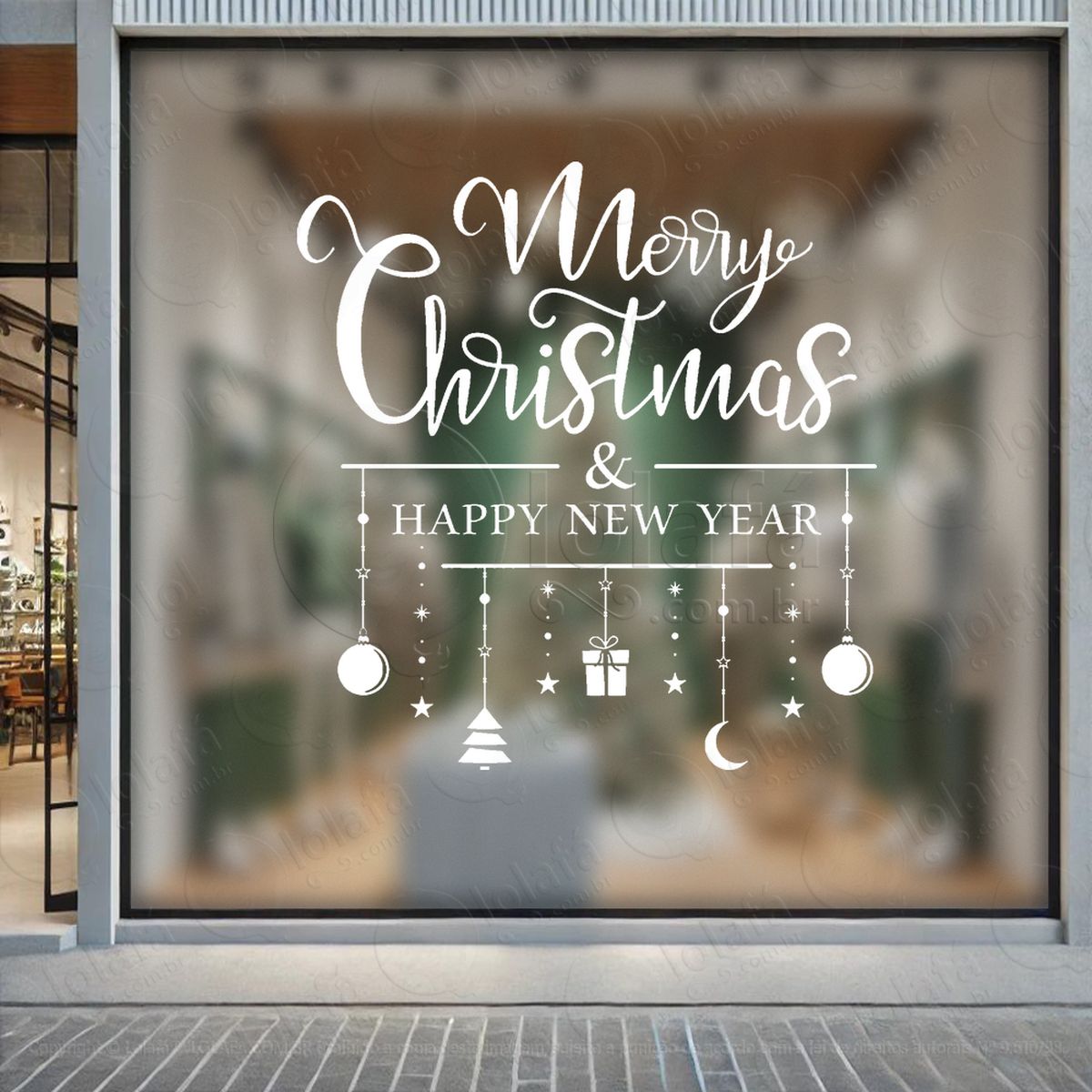 cortina de natal e merry christmas adesivos de natal mod:183