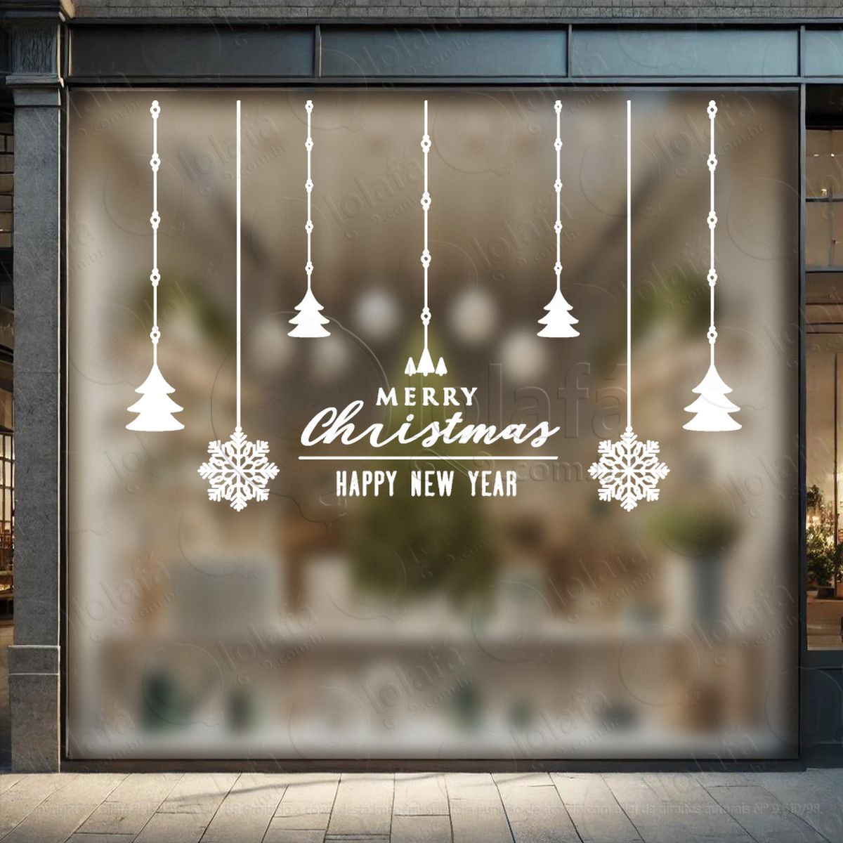 cortina de natal e merry christmas adesivos de natal mod:184