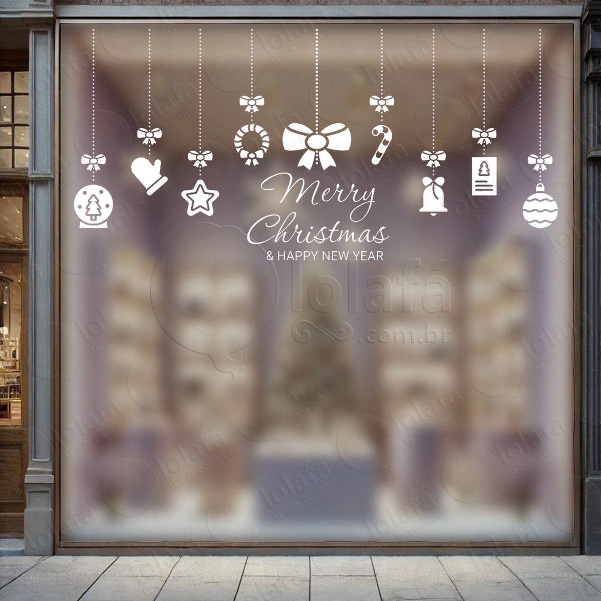 cortina de natal e merry christmas adesivos de natal mod:186