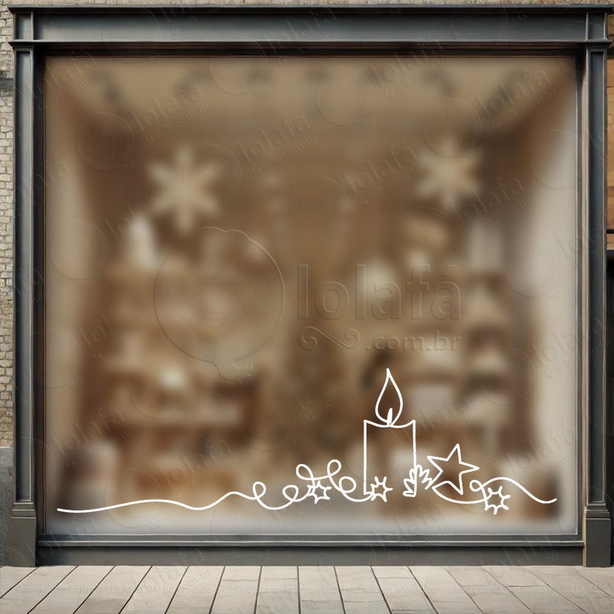 cortina de natal com vela e estrela adesivos de natal mod:190