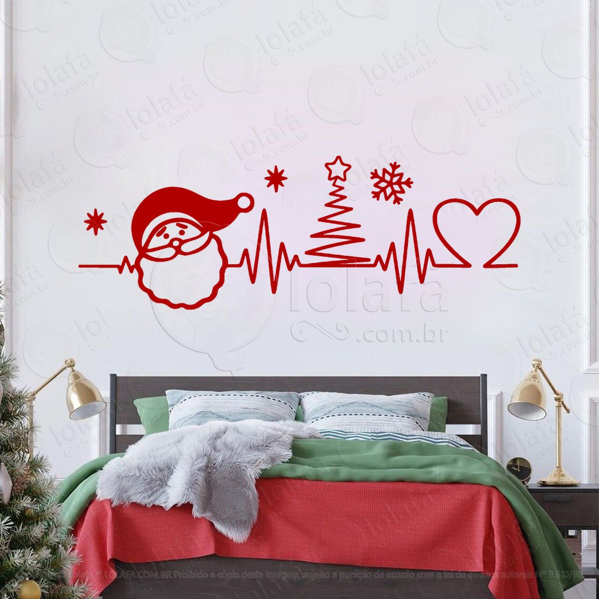 batimentos papai noel e coração adesivos de natal mod:194