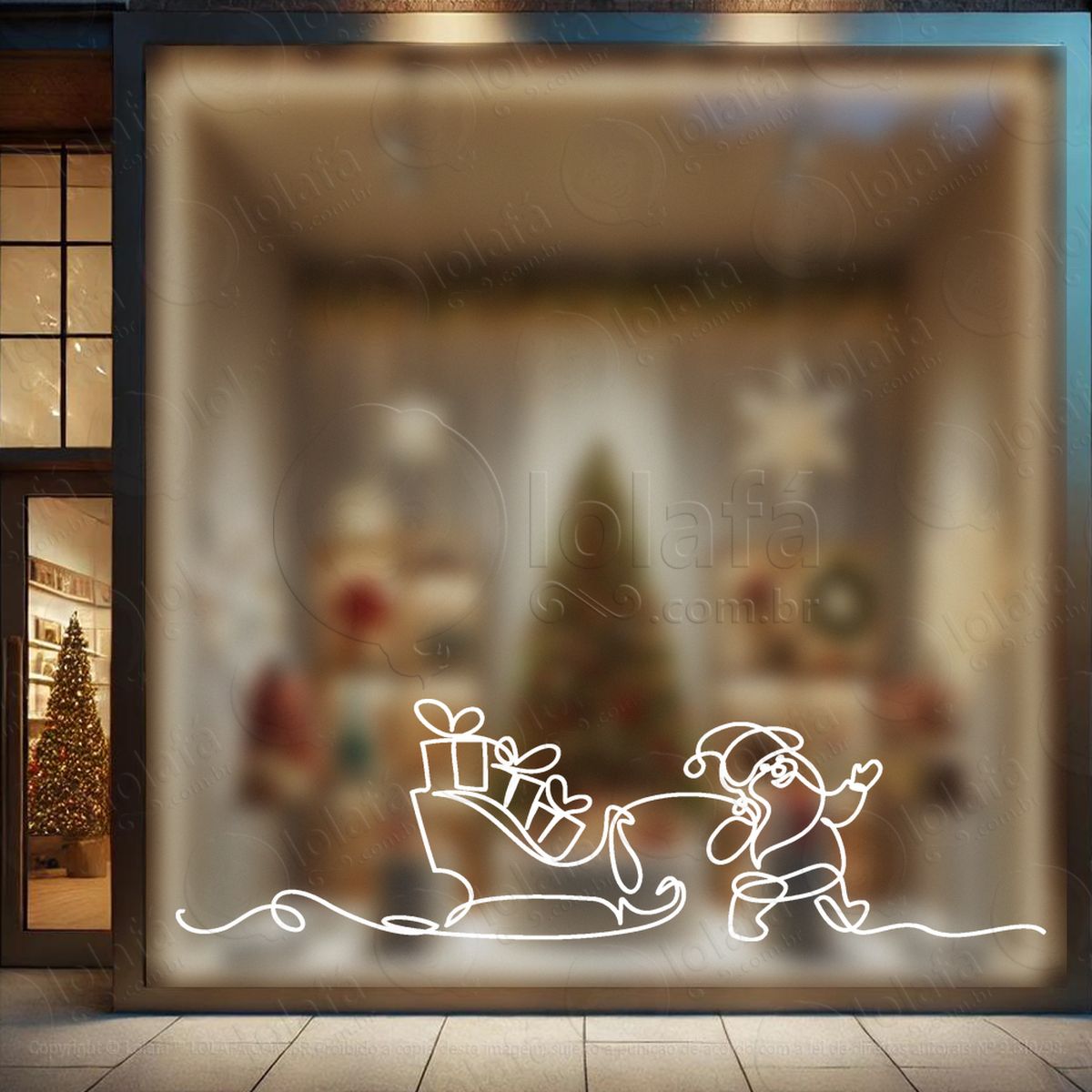 papai noel e trenó de presentes adesivos de natal mod:197
