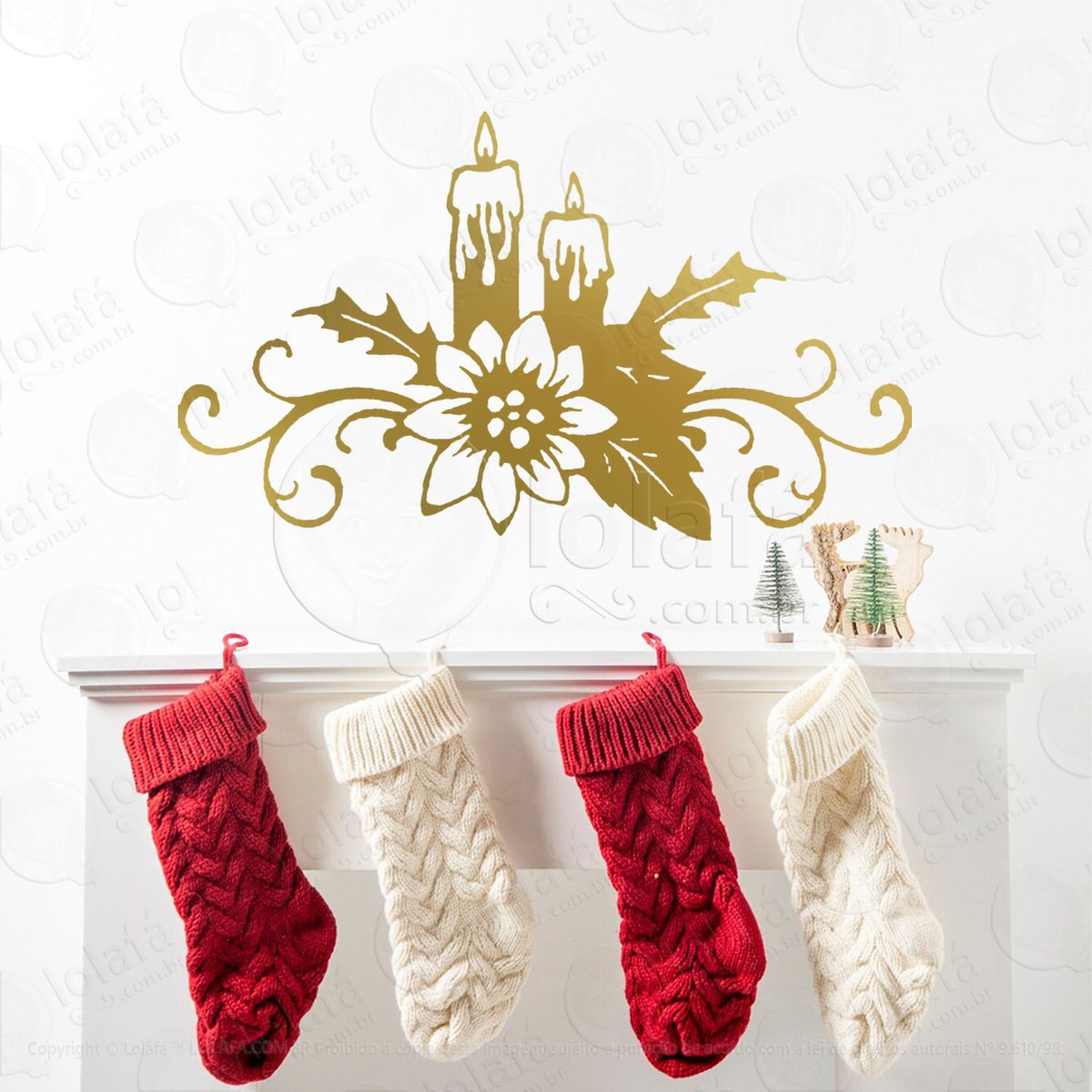 arabesco com velas de natal adesivos de natal mod:210