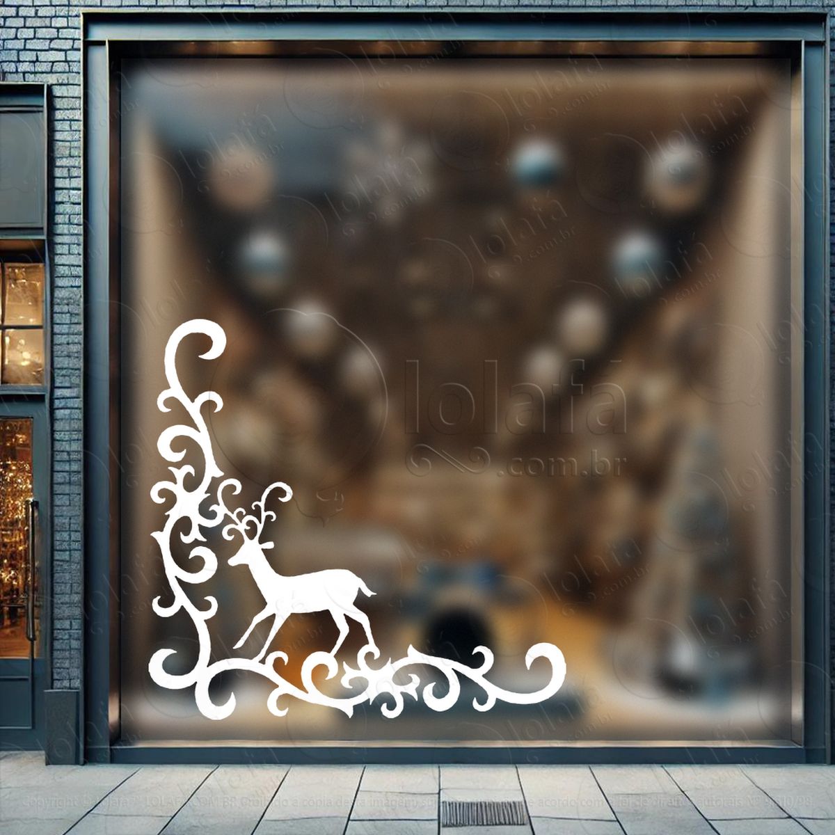 arabesco de natal com rena adesivos de natal mod:217