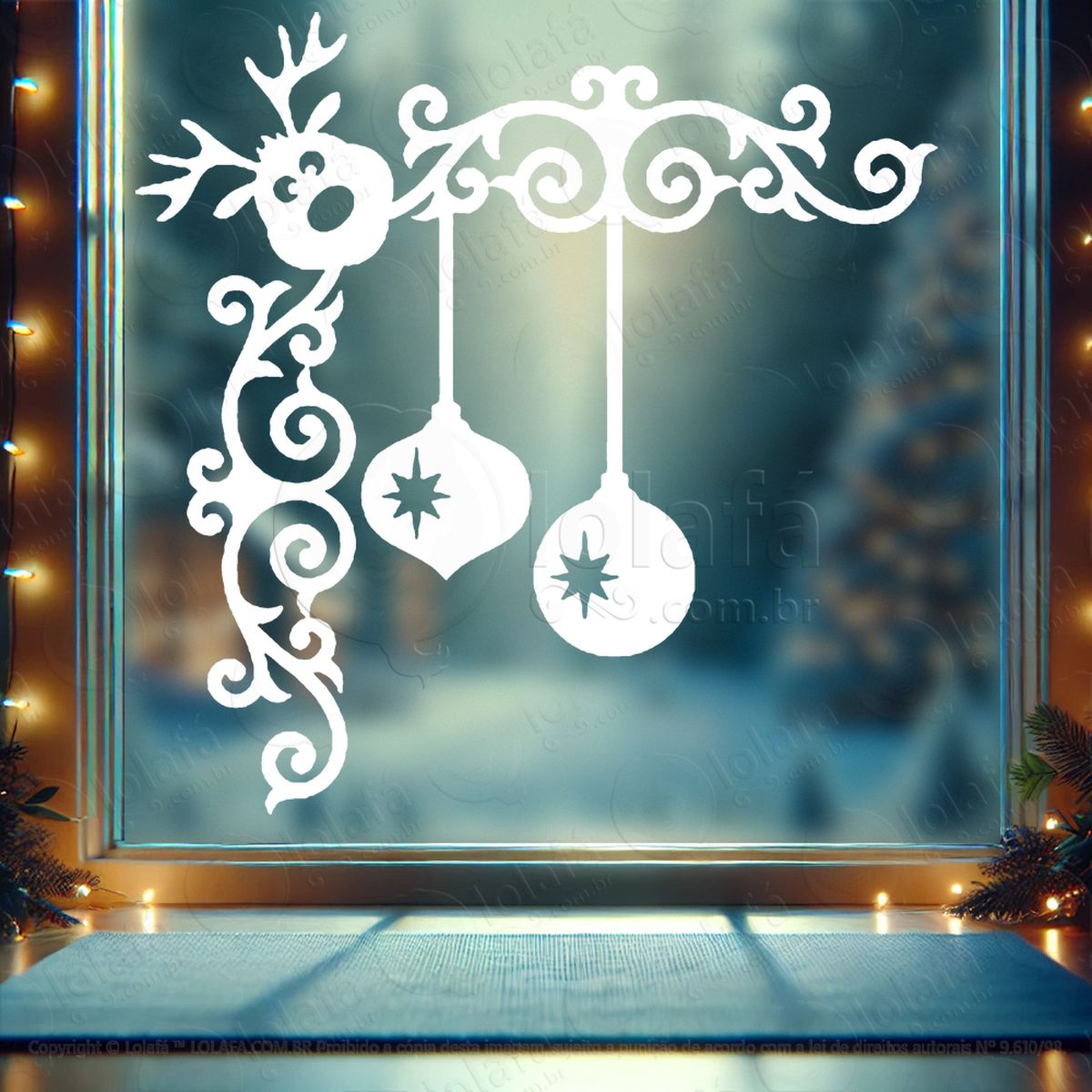 arabesco de natal com bolas e rena adesivos de natal mod:237