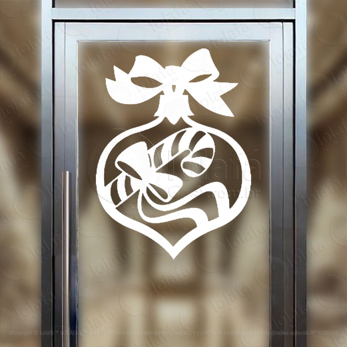 bola de natal com bengala e laço adesivos de natal mod:247