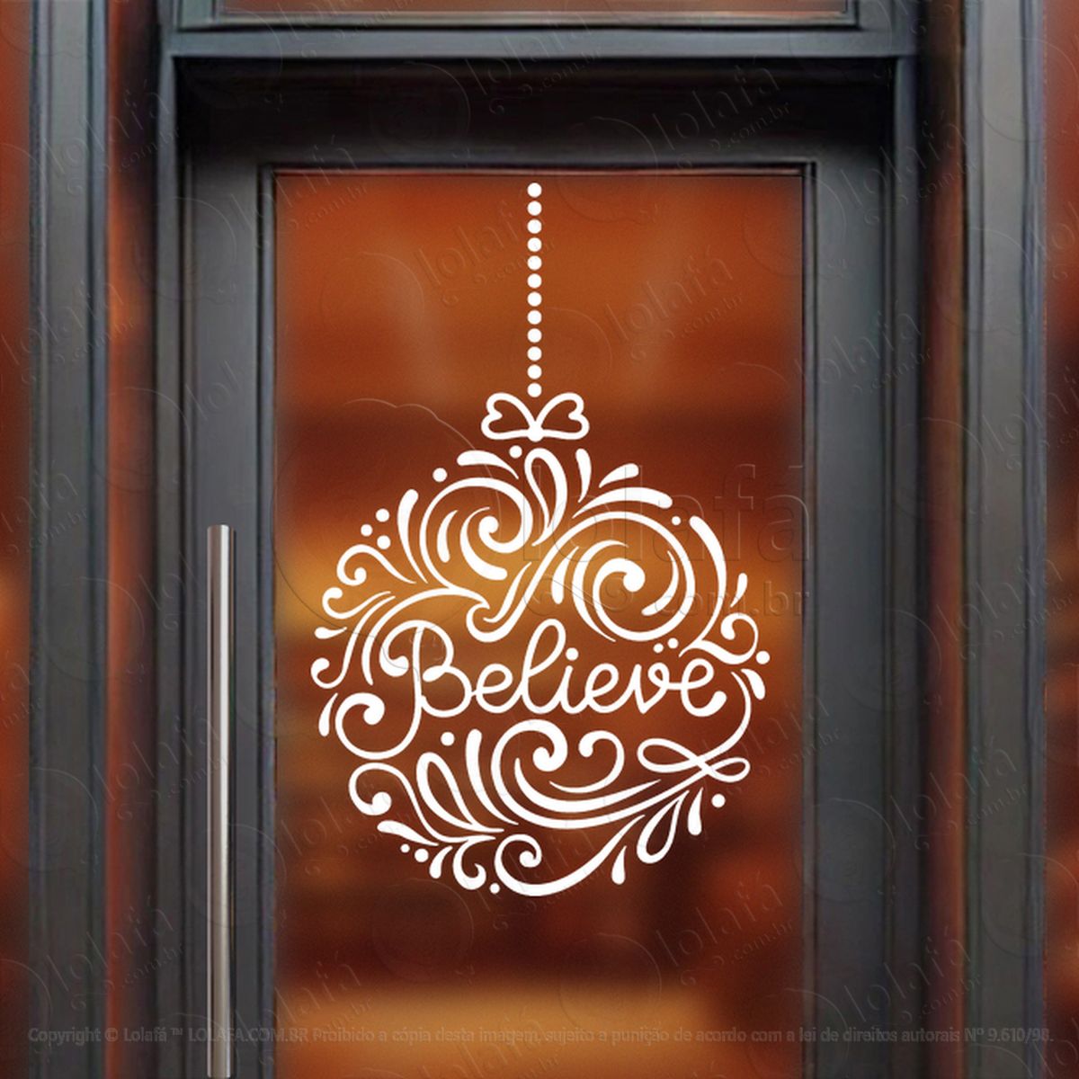 bola de natal com frase believe adesivos de natal mod:248