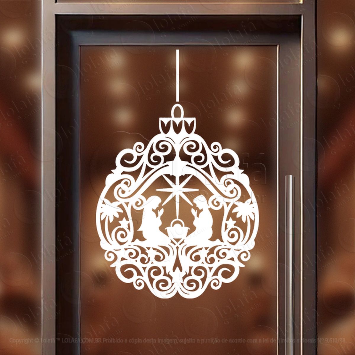 bola de natal com presépio adesivos de natal mod:263