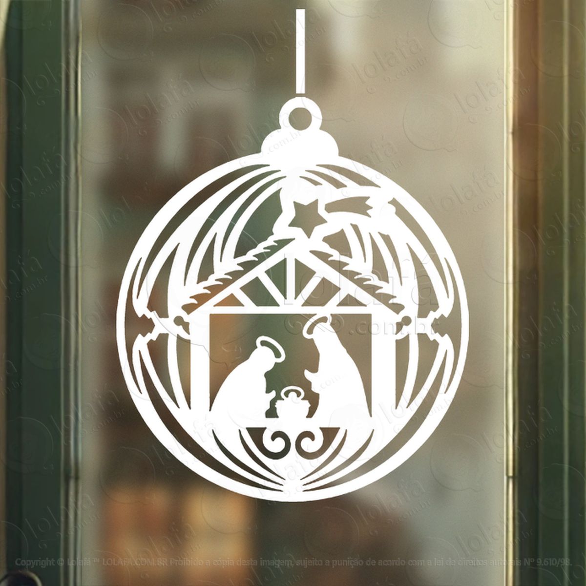 bola de natal com presépio adesivos de natal mod:264